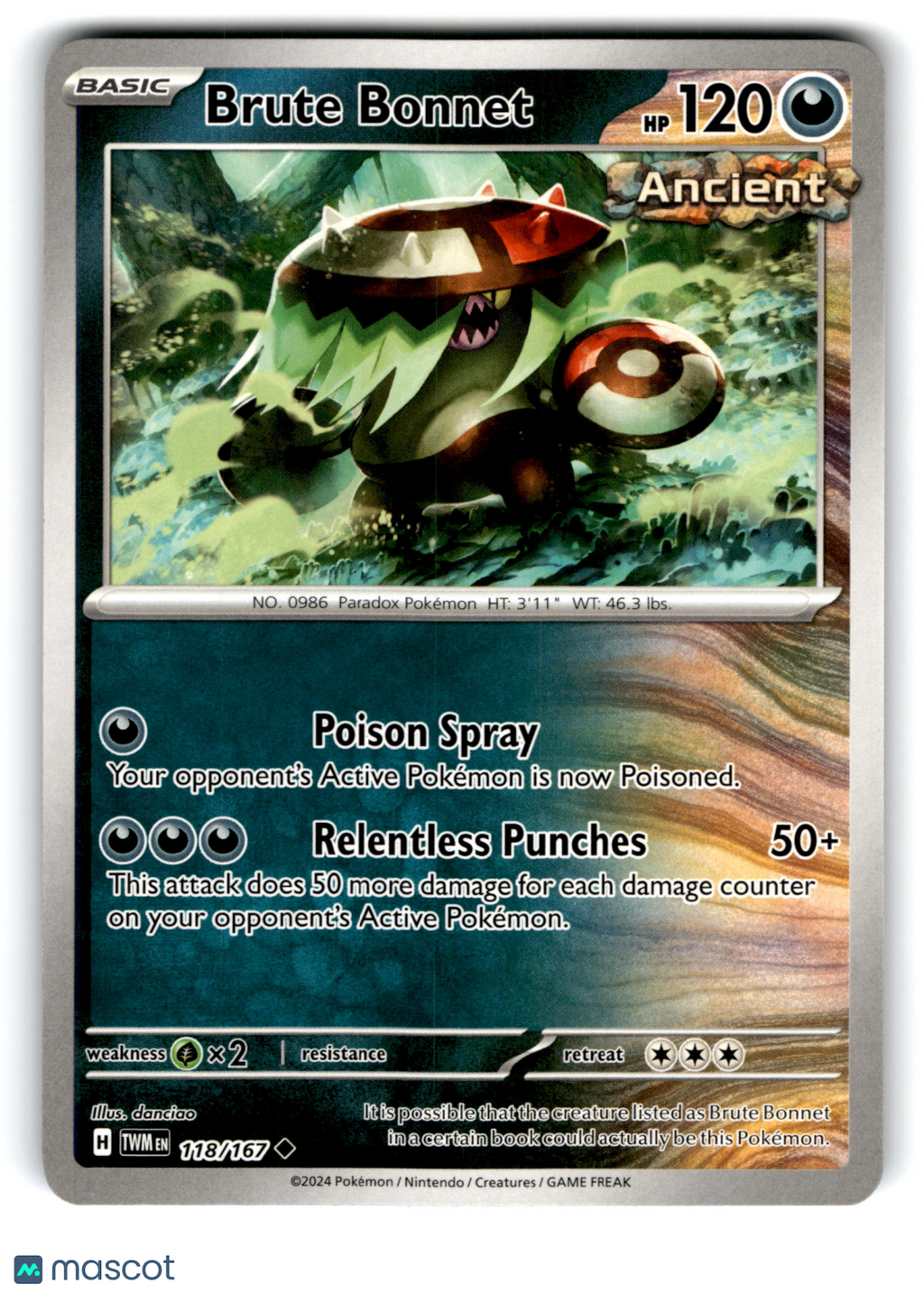 2024 Pokemon Brute Bonnet #118/167