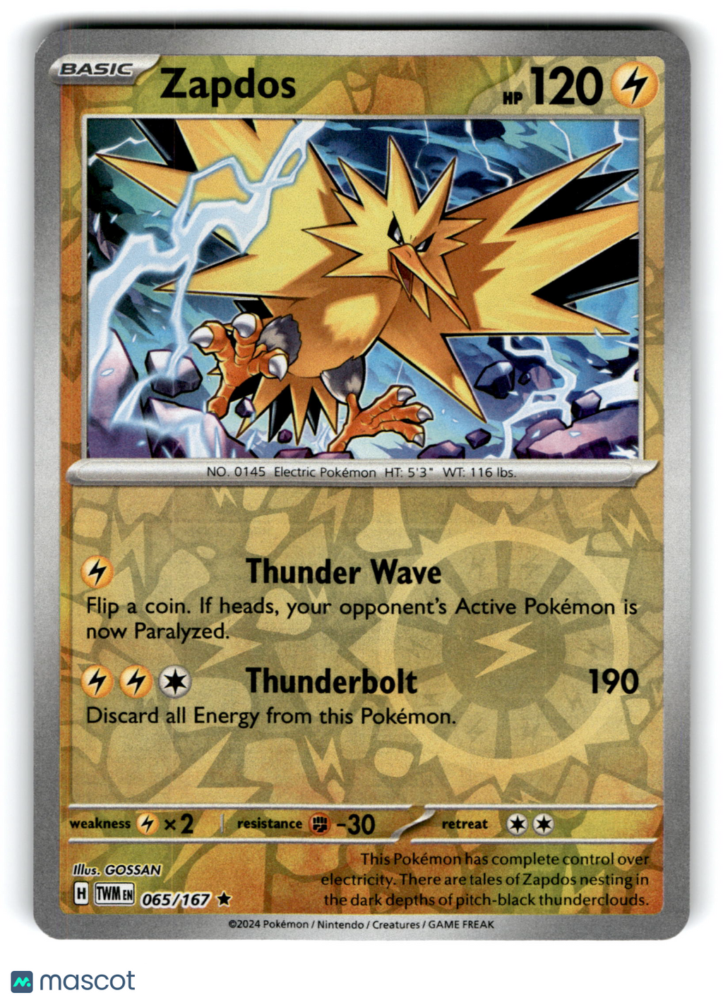 2024 Pokemon Zapdos #65/167