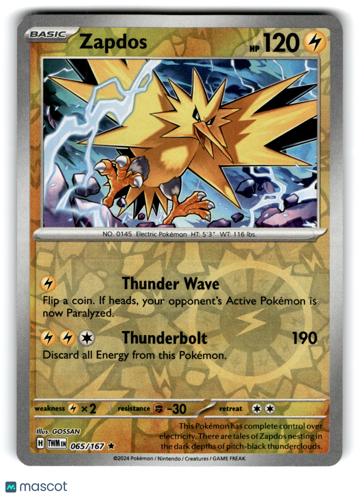 2024 Pokemon Zapdos #65/167
