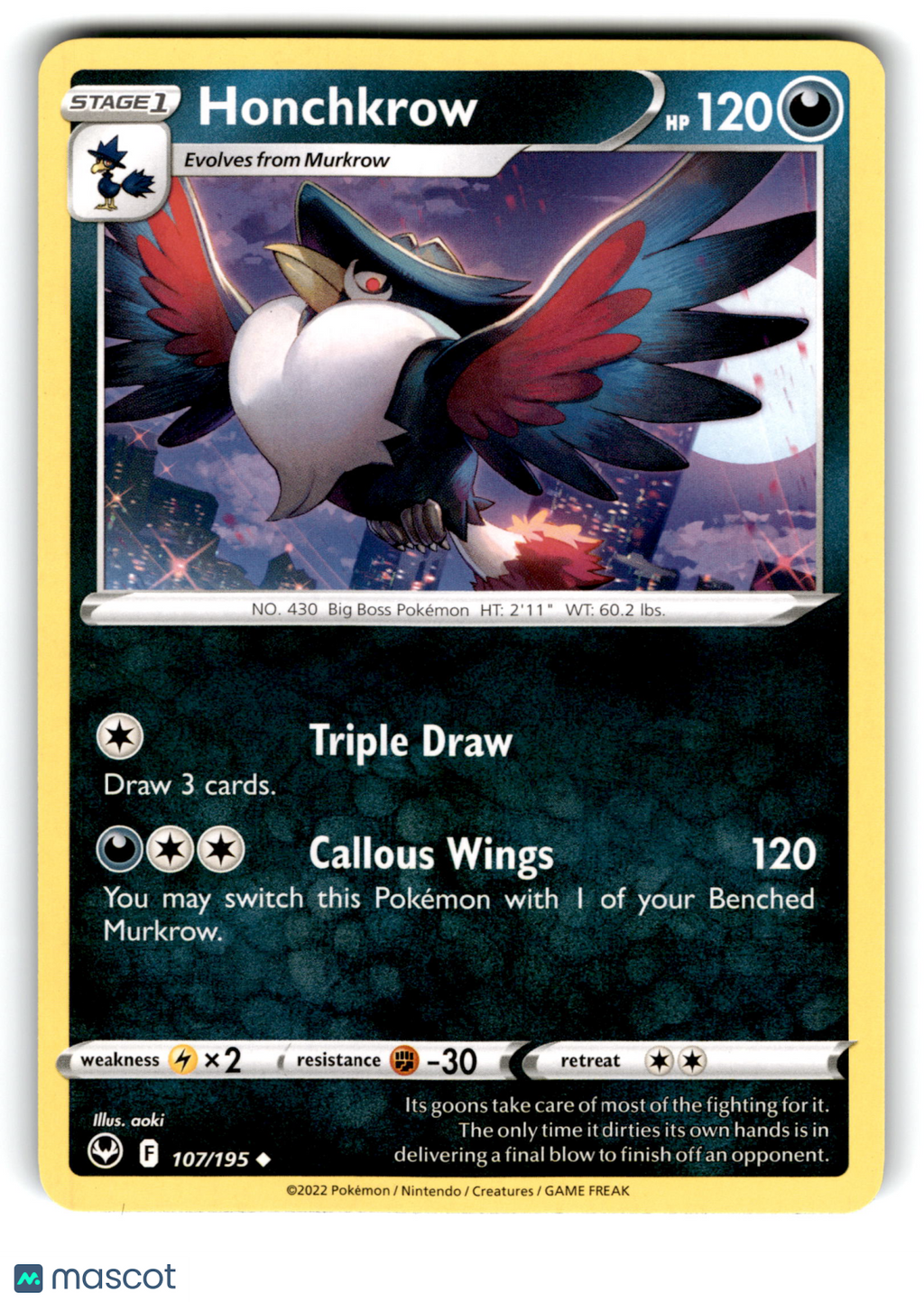 2022 Pokemon Honchkrow #107/195