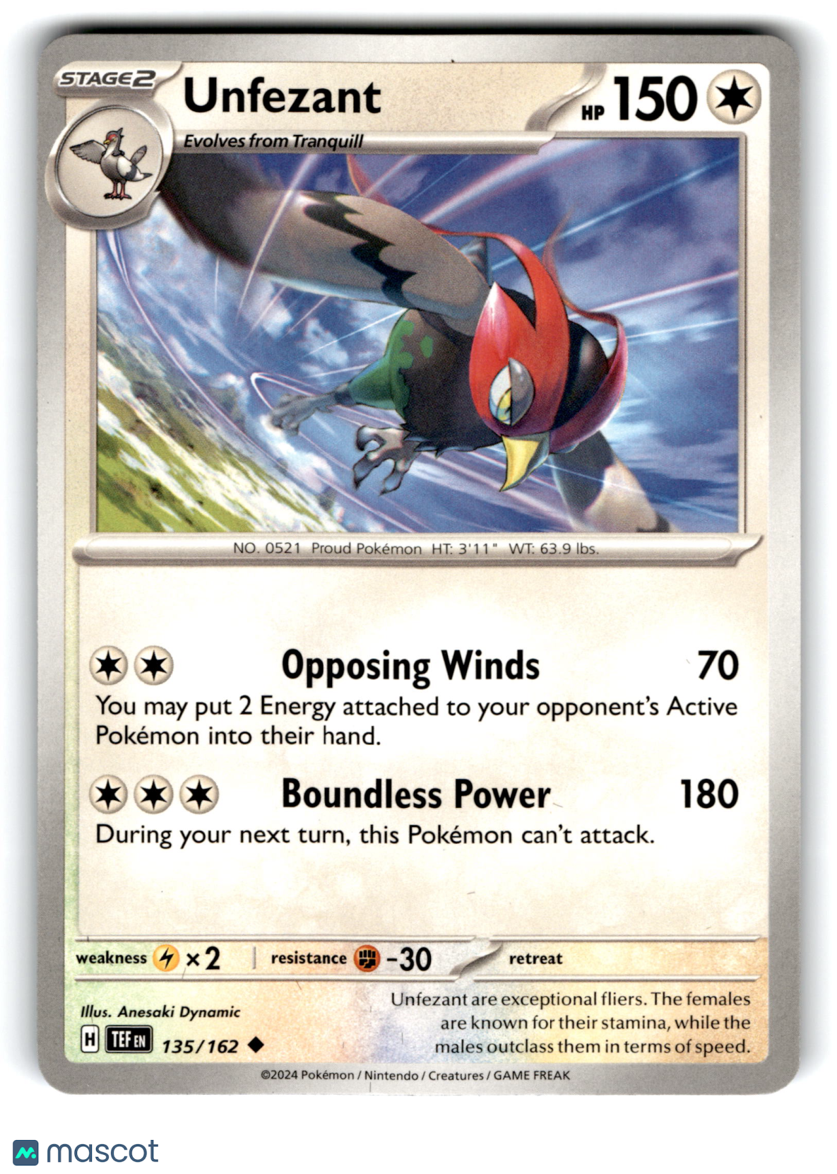 2024 Pokemon Unfezant #135/162