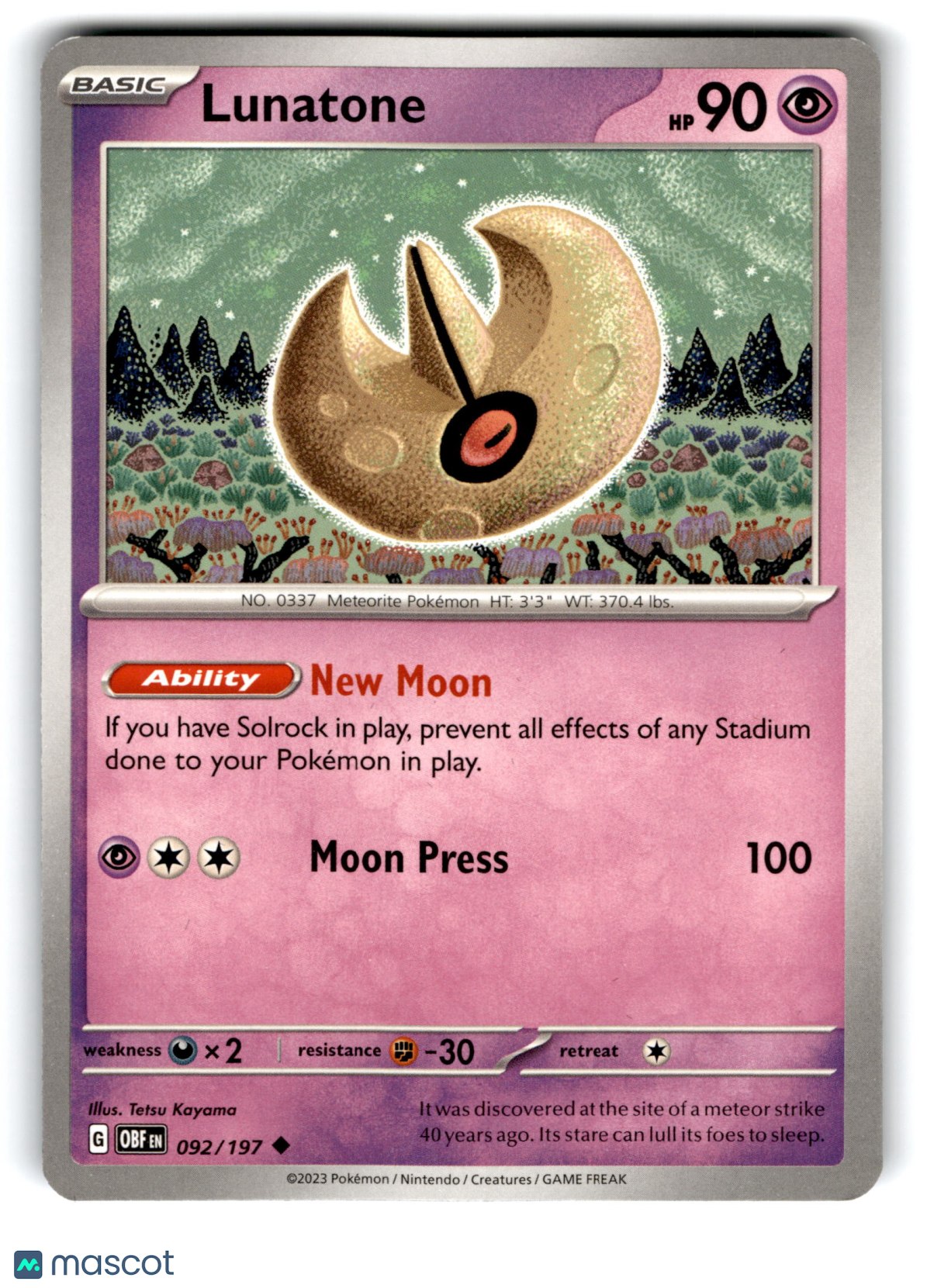 2023 Pokemon Lunatone #92/197