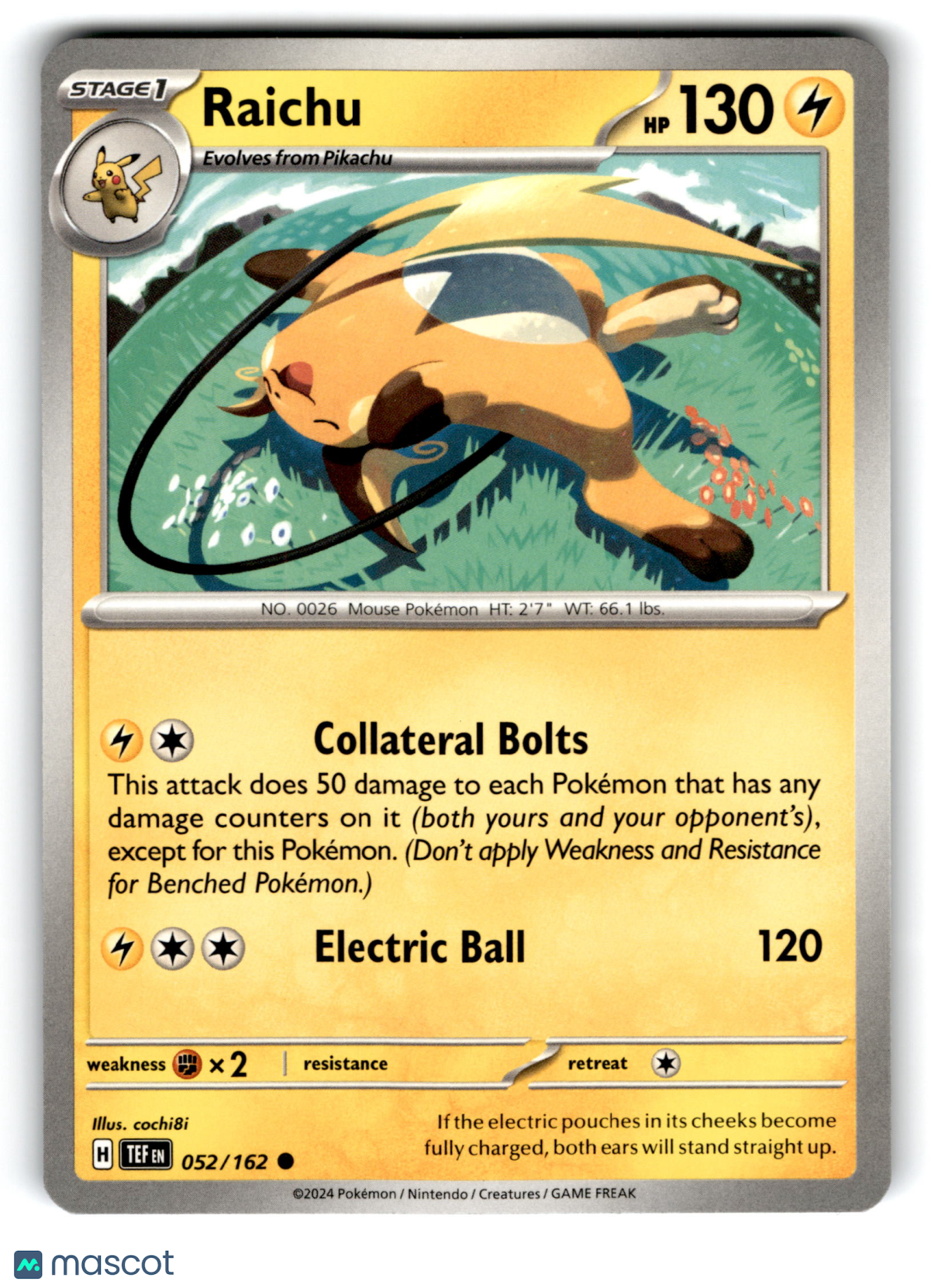2024 Pokemon Raichu #52/162