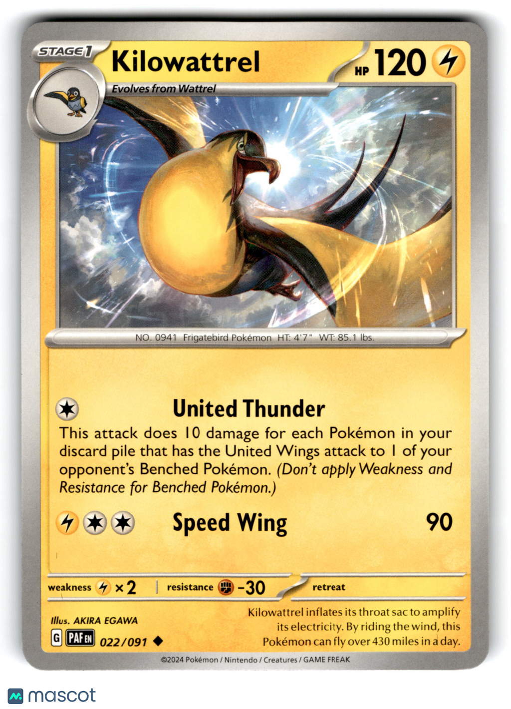 2024 Pokemon Kilowattrel #22/91