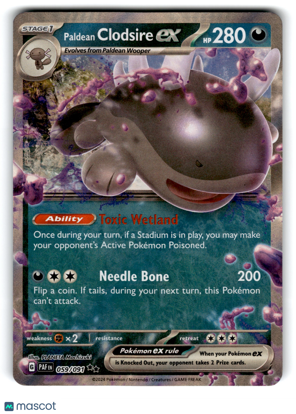 2024 Pokemon Paldean Clodsire EX #59/91