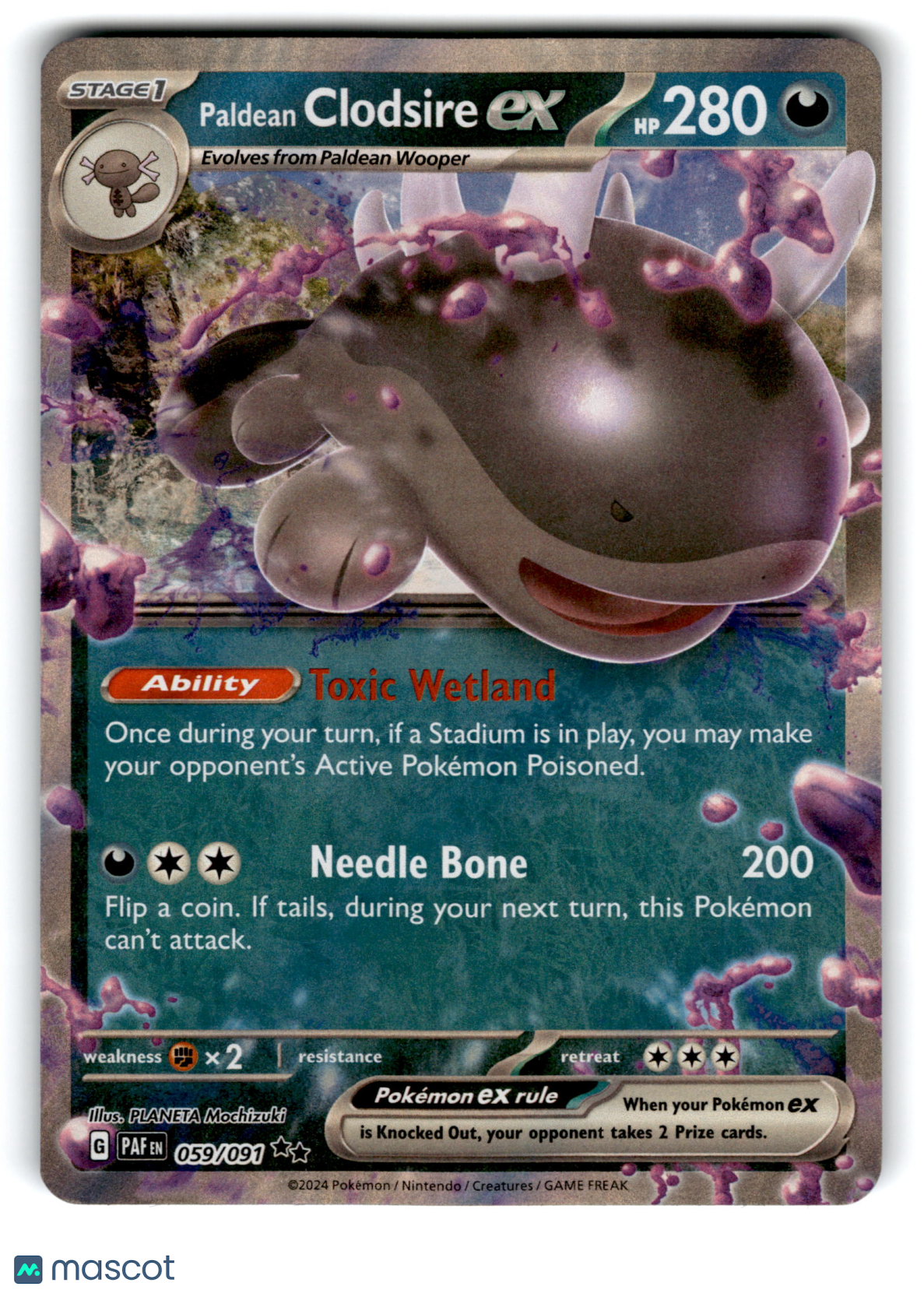 2024 Pokemon Paldean Clodsire EX #59/91