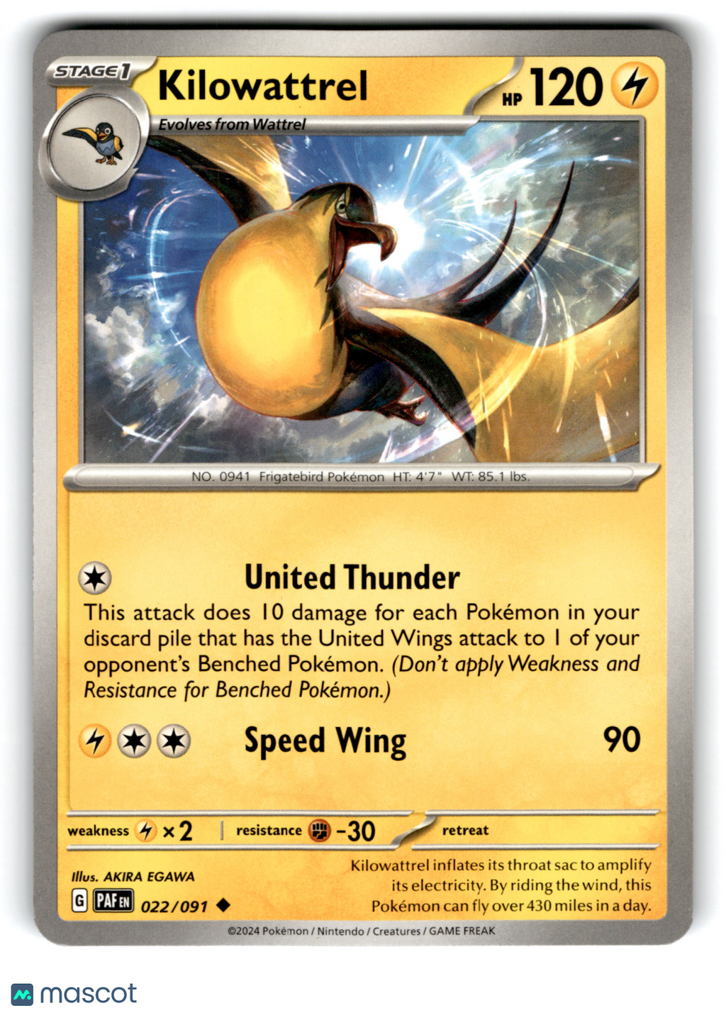 2024 Pokemon Kilowattrel #22/91