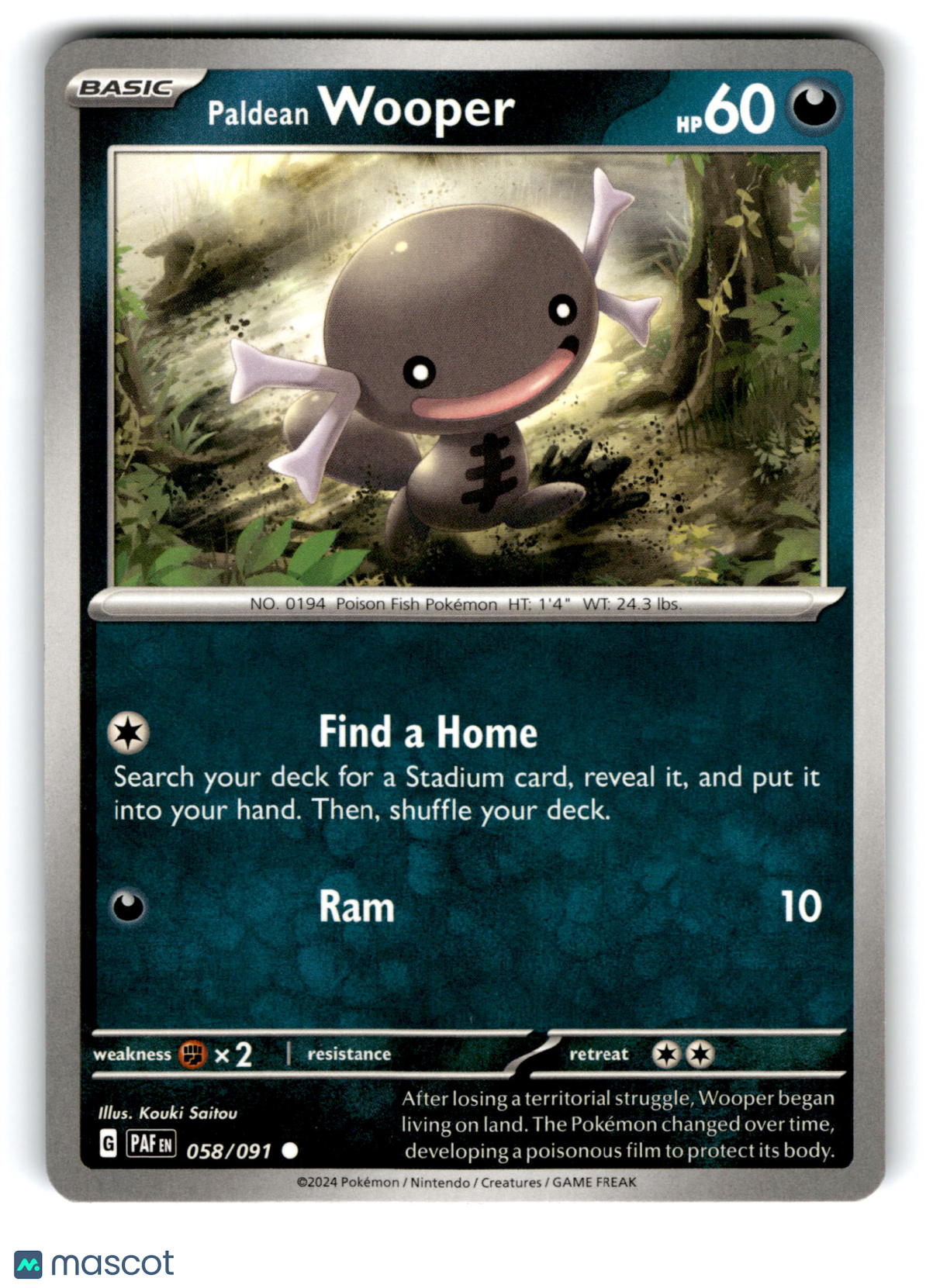 2024 Pokemon Paldean Wooper #58/91