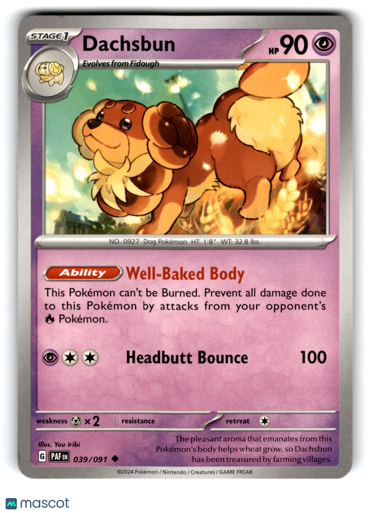 2024 Pokemon Dachsbun #39/91