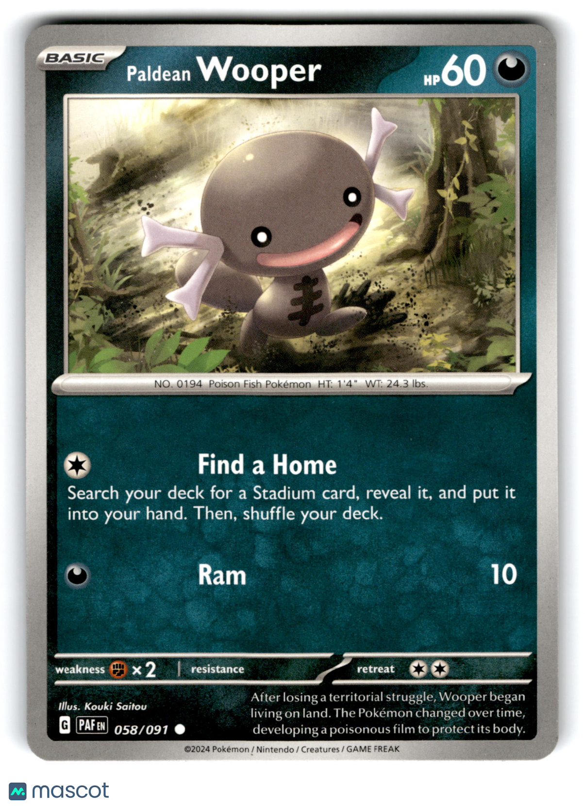 2024 Pokemon Paldean Wooper #58/91
