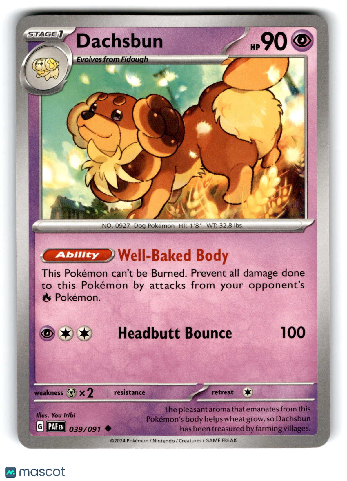 2024 Pokemon Dachsbun #39/91