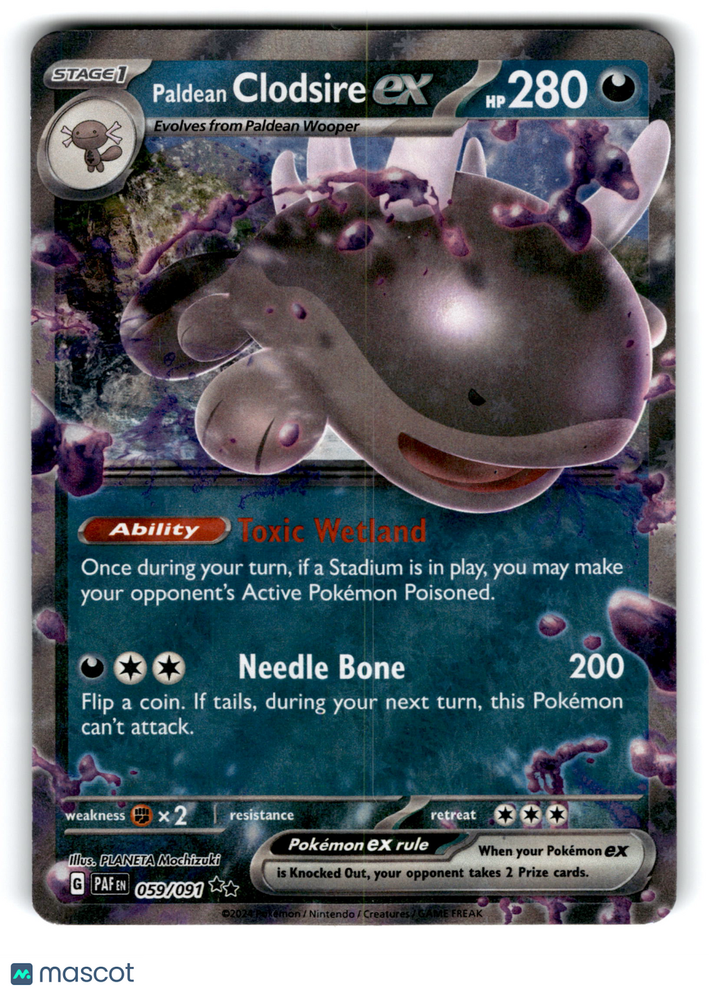 2024 Pokemon Paldean Clodsire EX #59/91