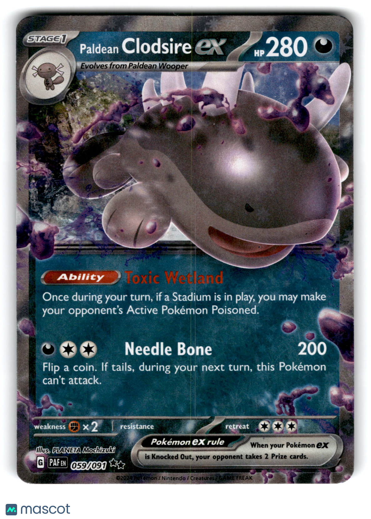 2024 Pokemon Paldean Clodsire EX #59/91