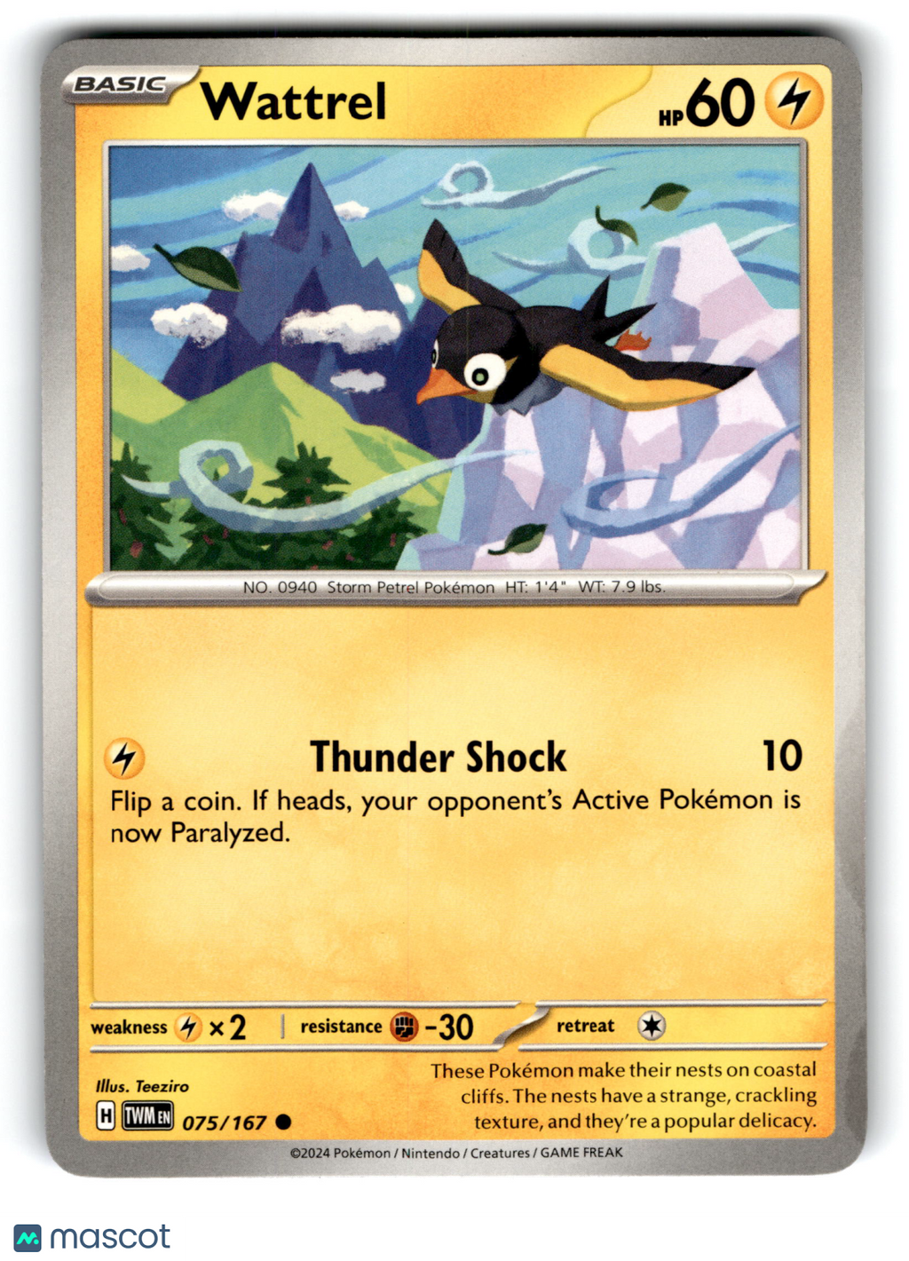 2024 Pokemon Wattrel #75/167