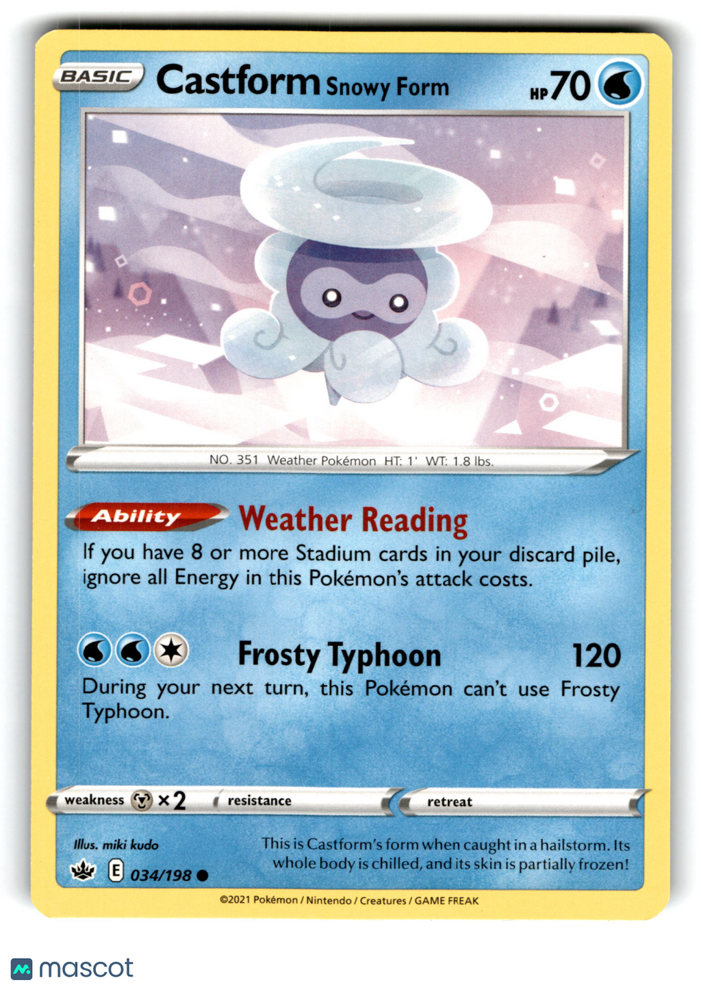 2021 Pokemon Castform Snowy Form #34/198