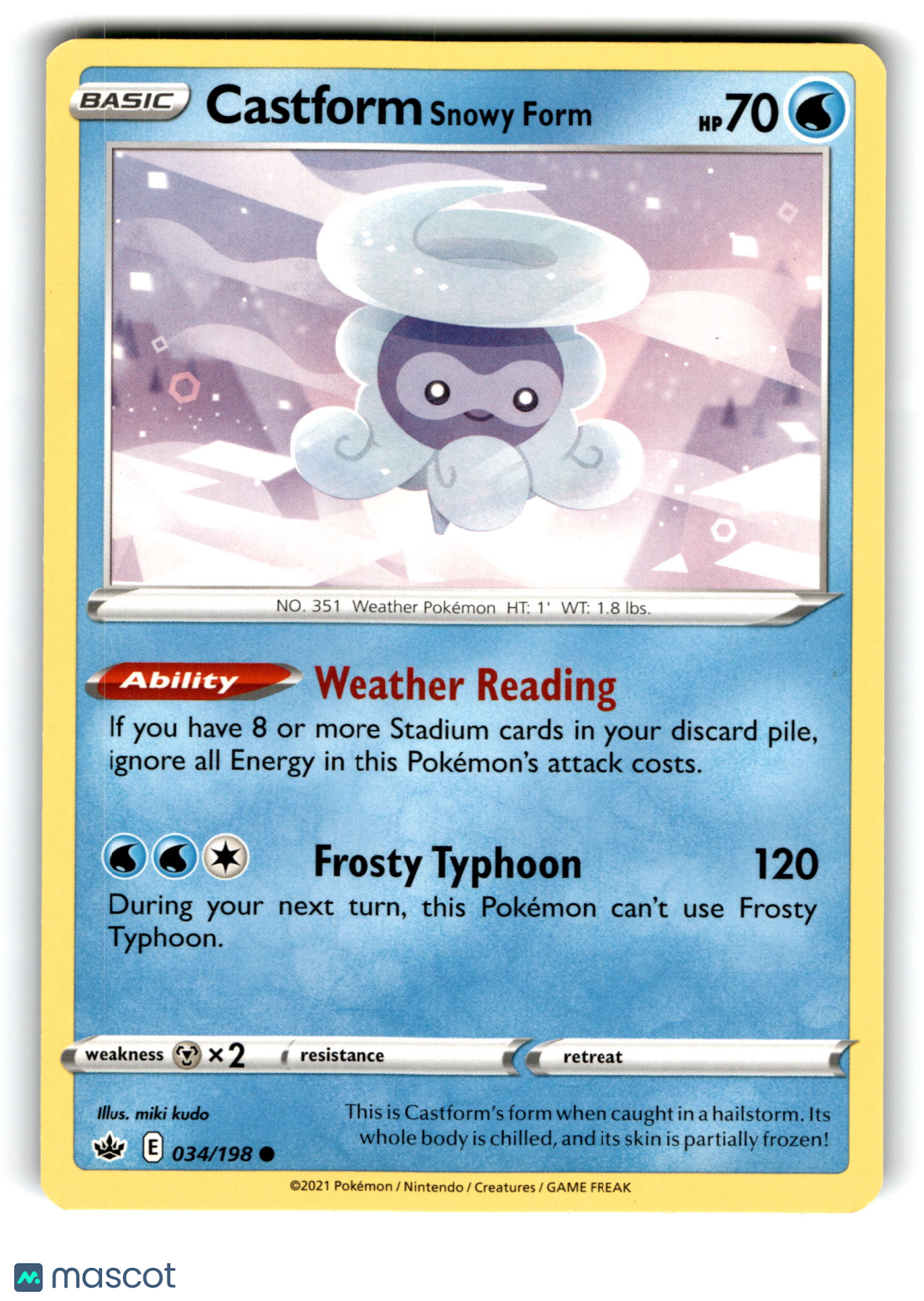 2021 Pokemon Castform Snowy Form #34/198