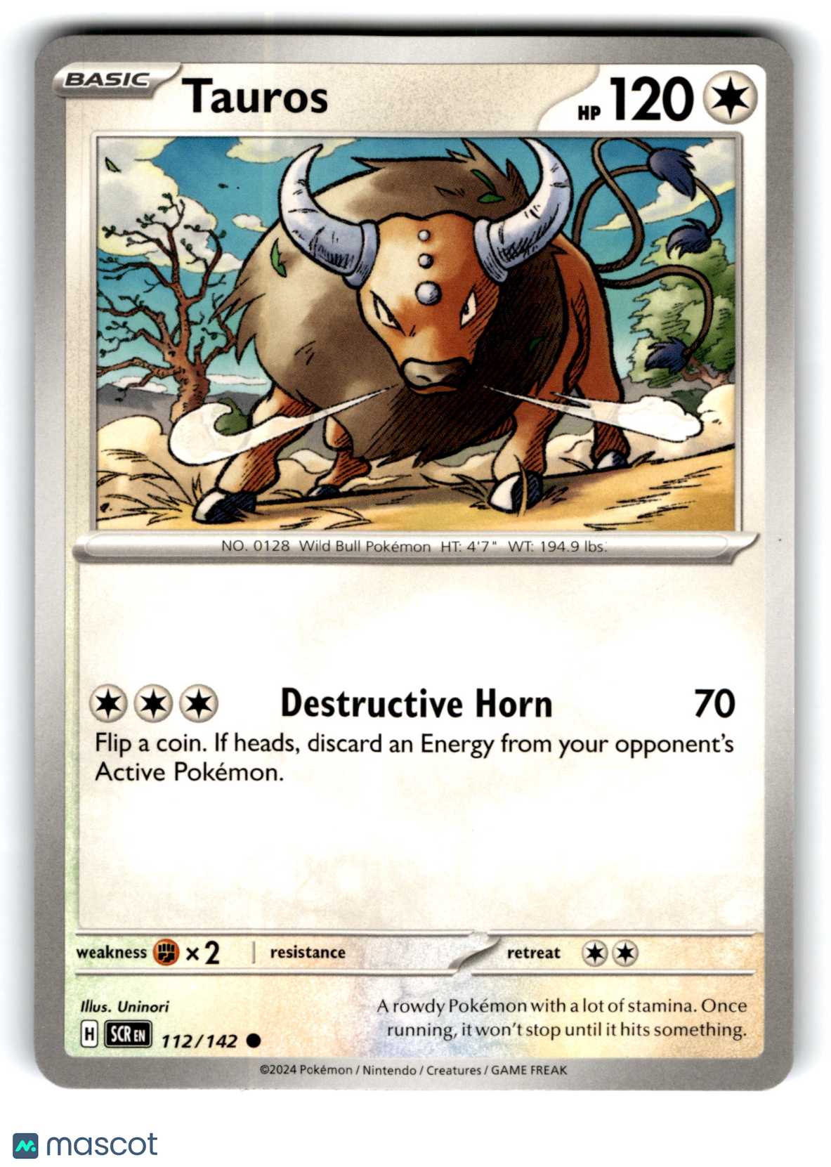 2024 Pokemon Tauros #112/142