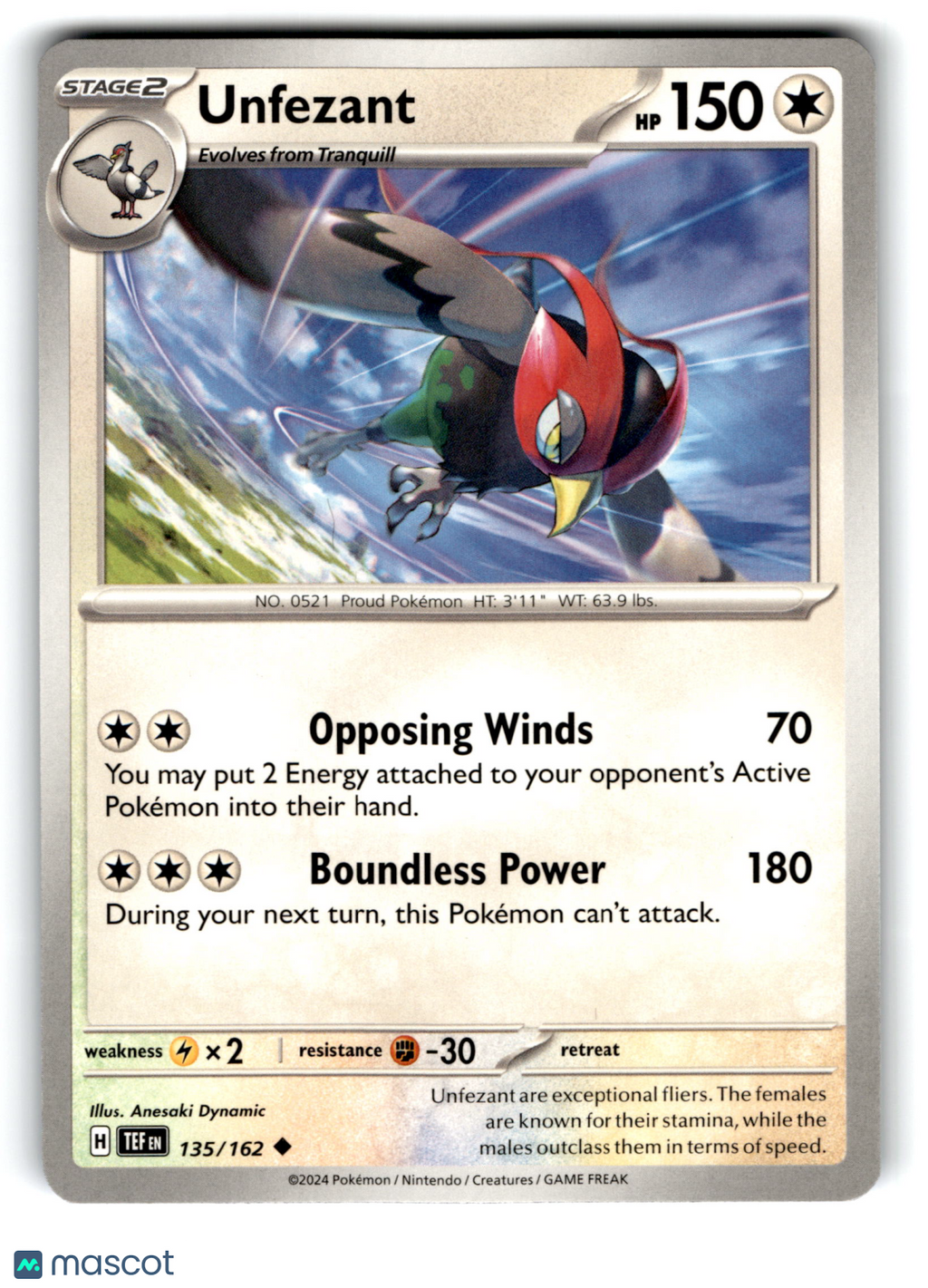 2024 Pokemon Unfezant #135/162