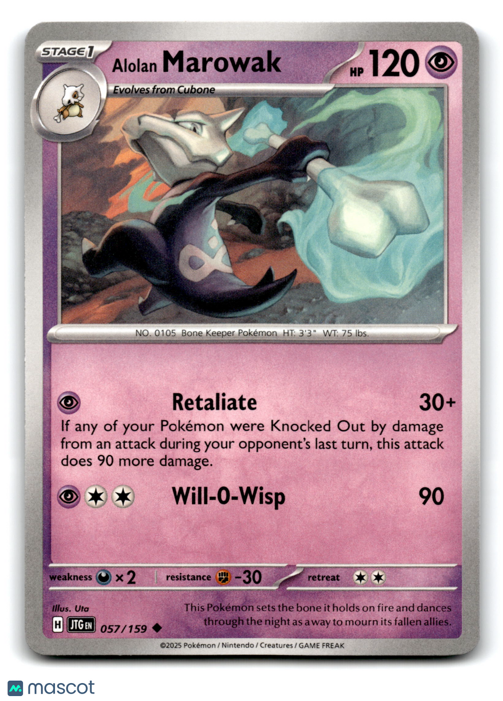 2025 Pokemon Alolan Marowak #57/159