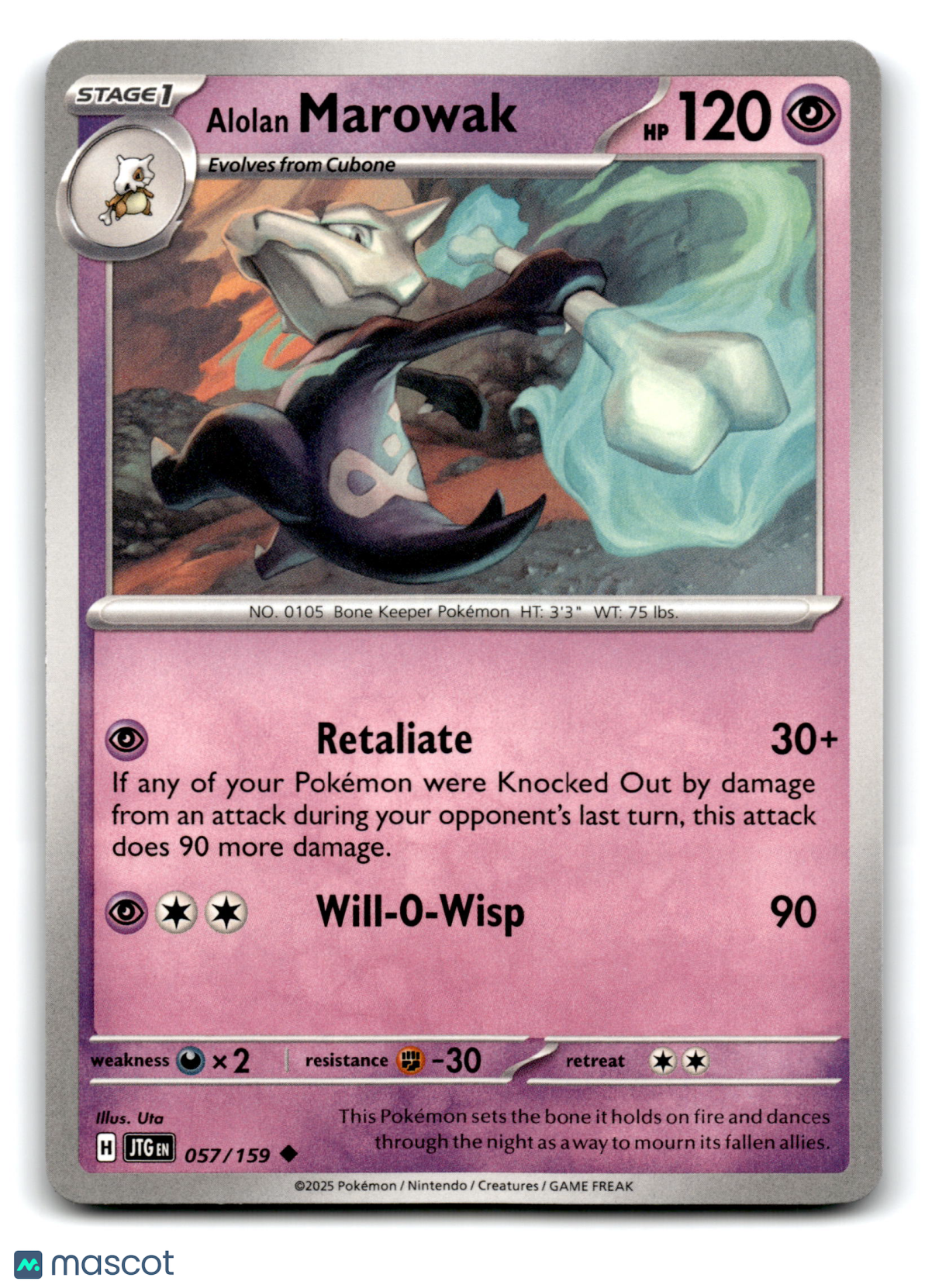 2025 Pokemon Alolan Marowak #57/159
