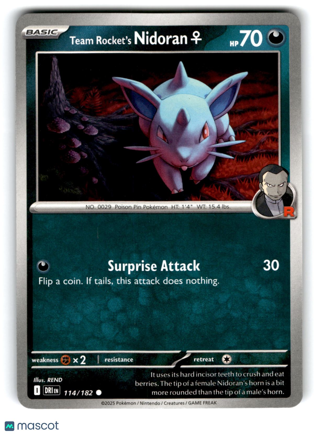 2025 Pokemon Team Rocket's Nidoran♀ #114/182