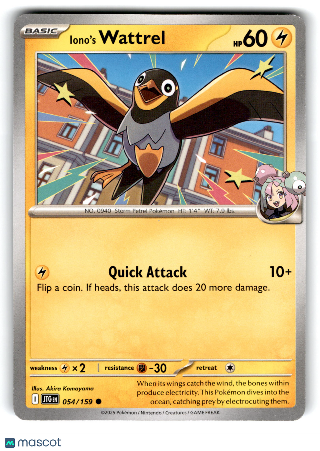2025 Pokemon Iono's Wattrel #54/159