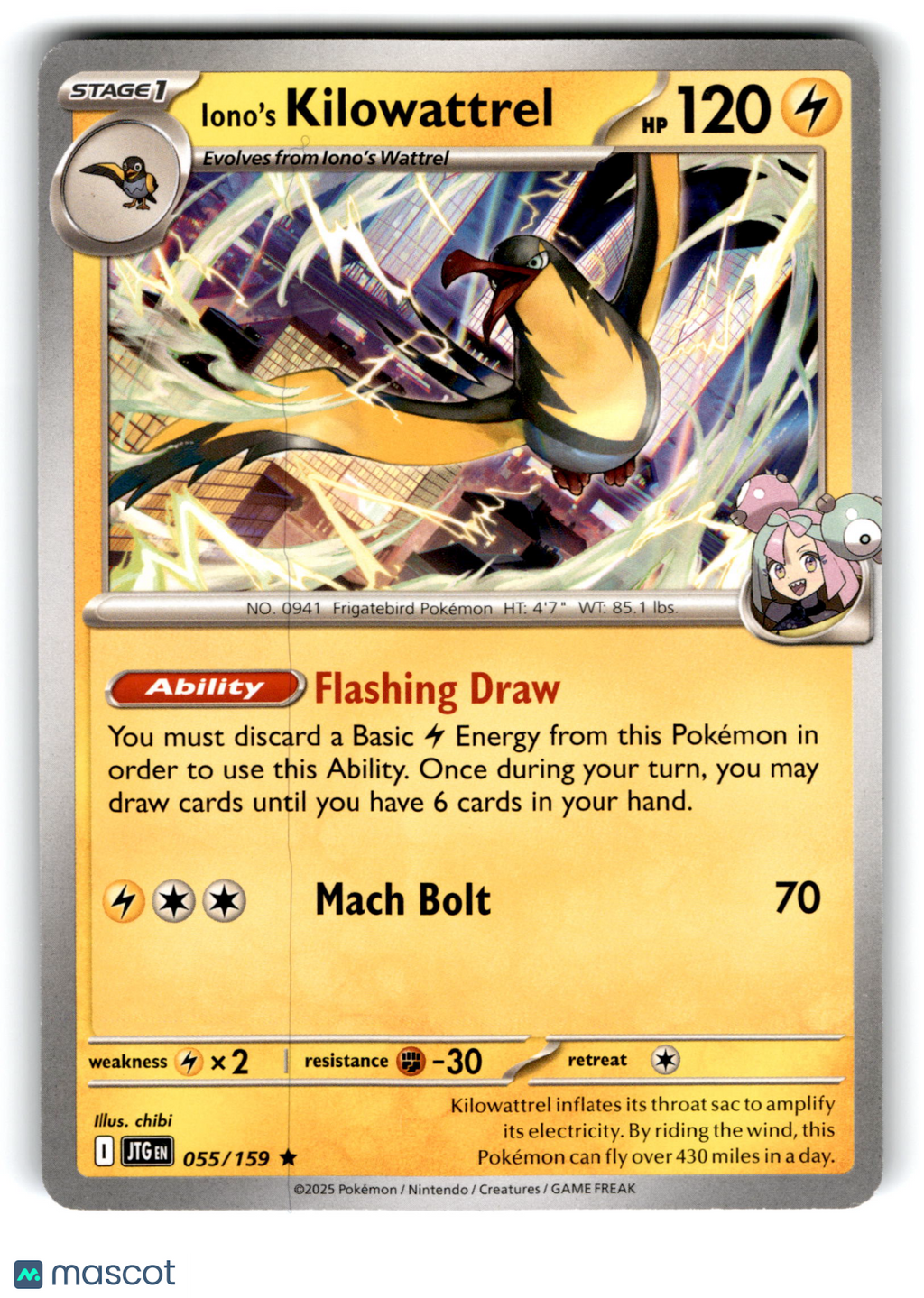 2025 Pokemon Iono's Kilowattrel #55/159