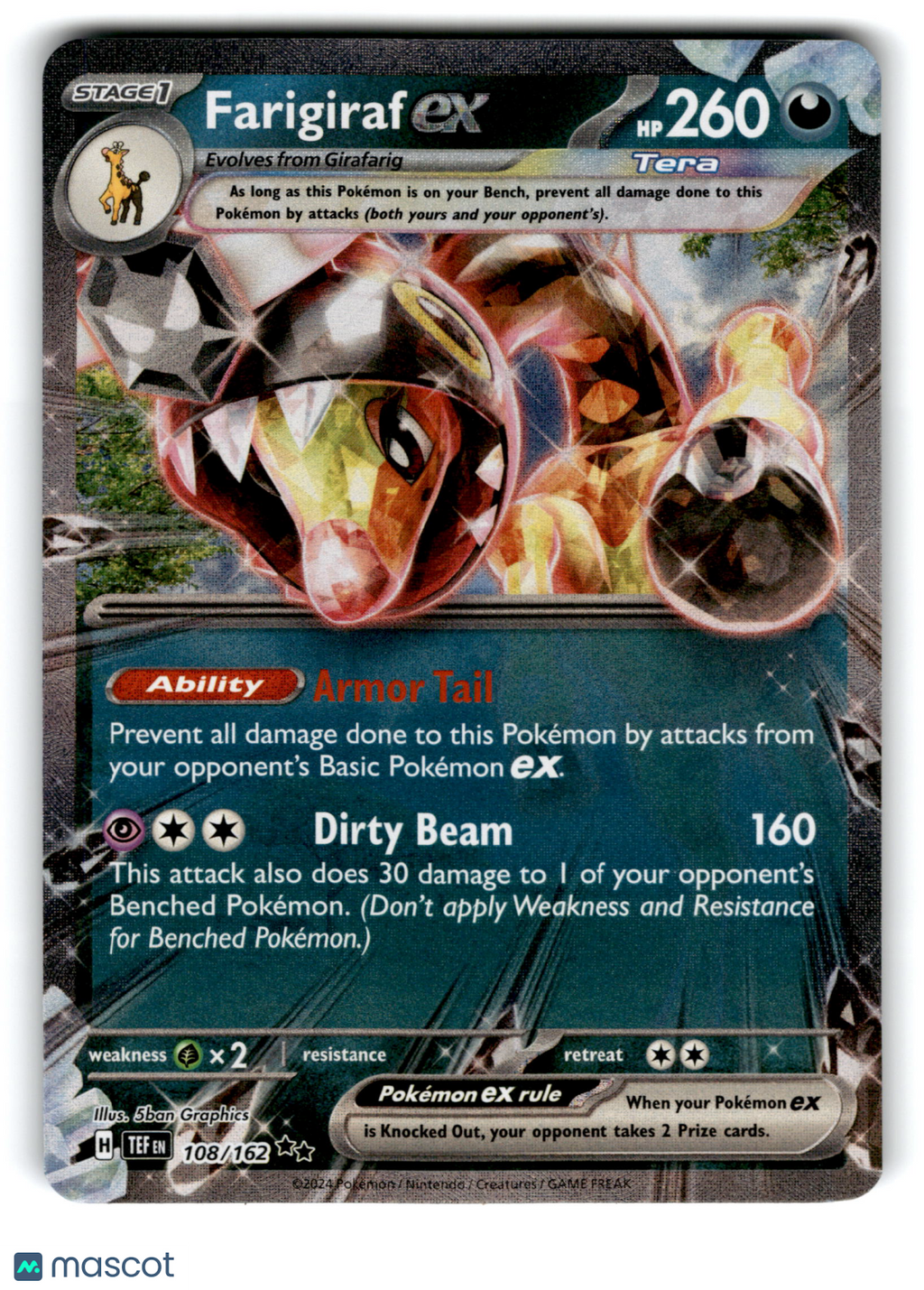 2024 Pokemon Farigiraf EX #108/162 RR