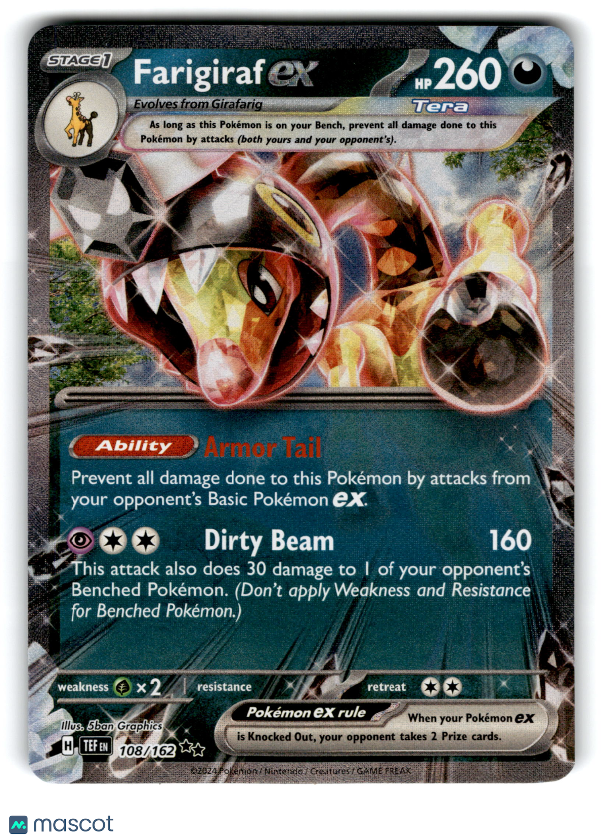2024 Pokemon Farigiraf EX #108/162 RR