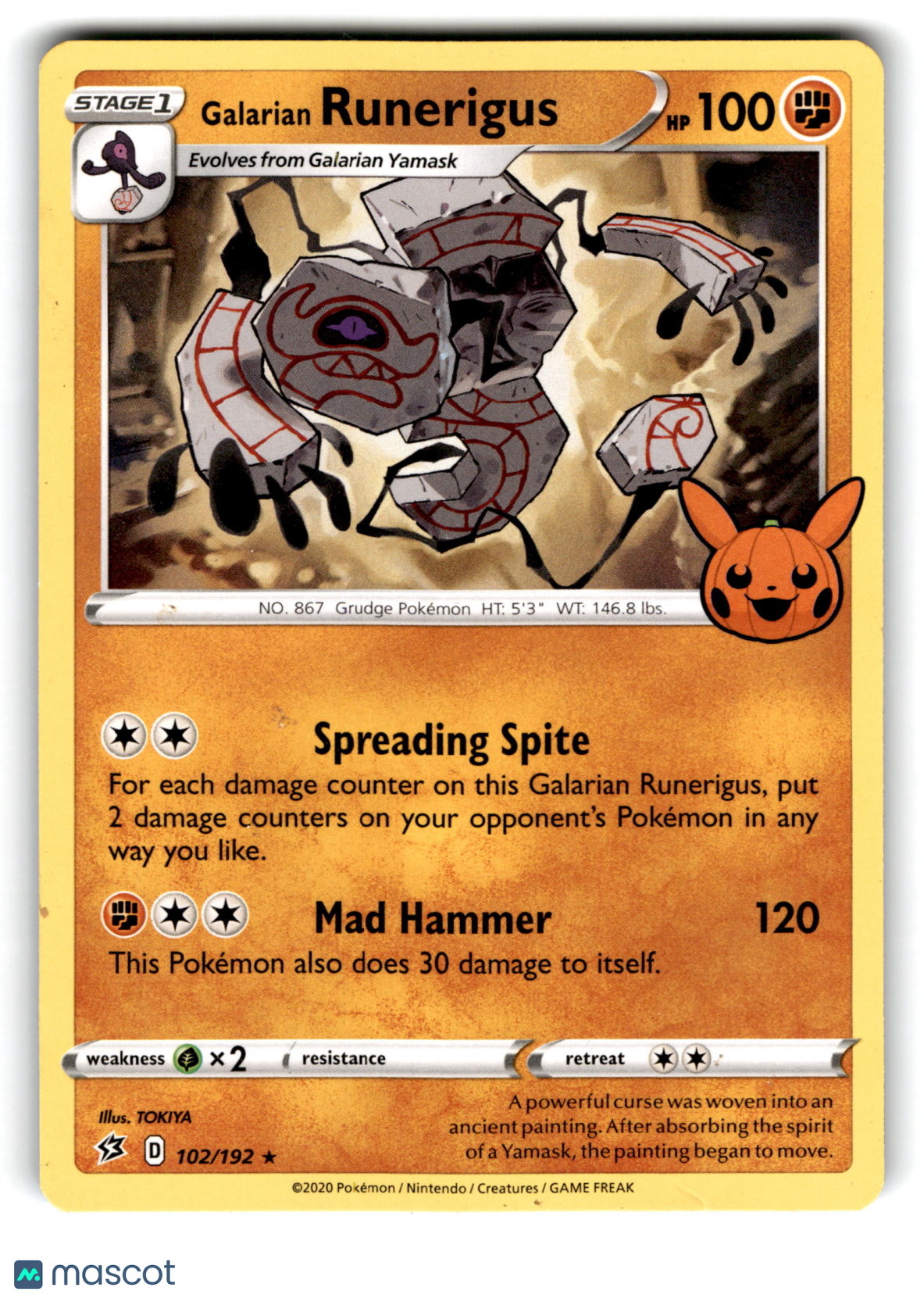 2020 Pokemon Galarian Runerigus #102/192