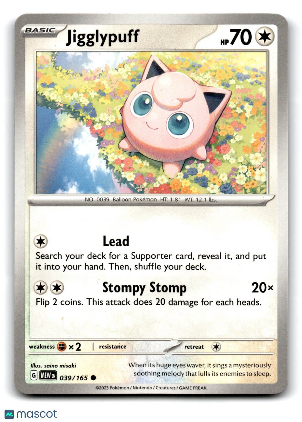 2023 Pokemon Jigglypuff #39/165
