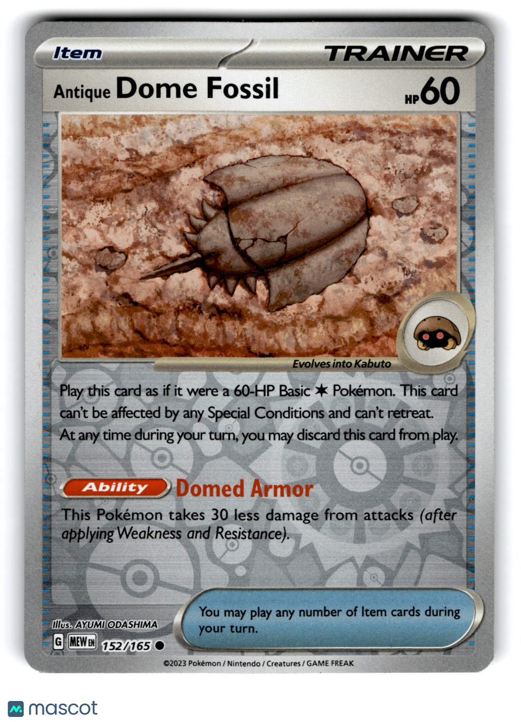 2023 Pokemon Antique Dome Fossil #152/165