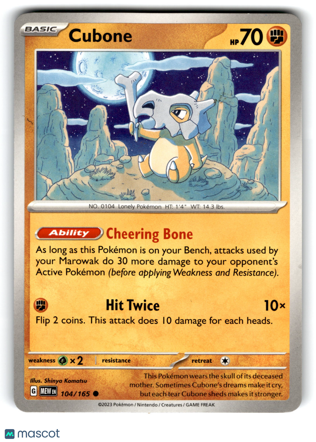 2023 Pokemon Cubone #104/165