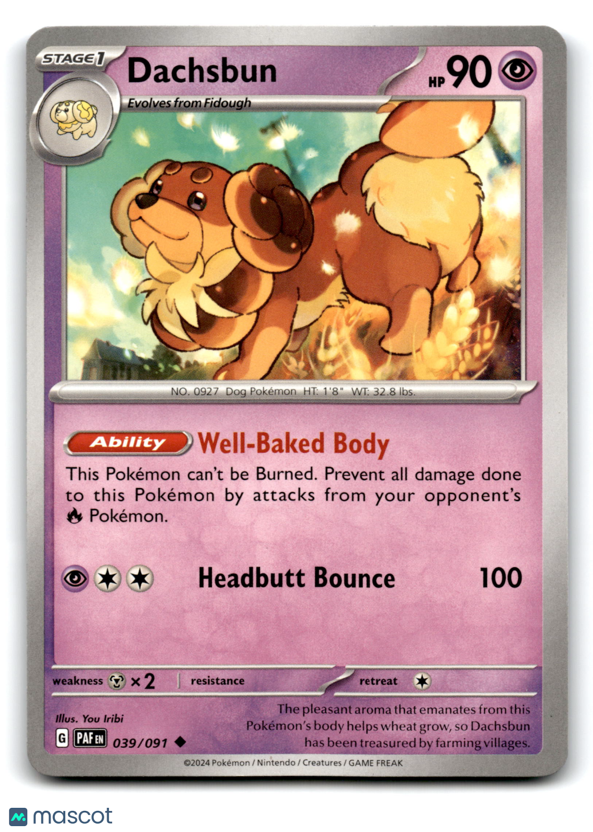 2024 Pokemon Dachsbun #39/91