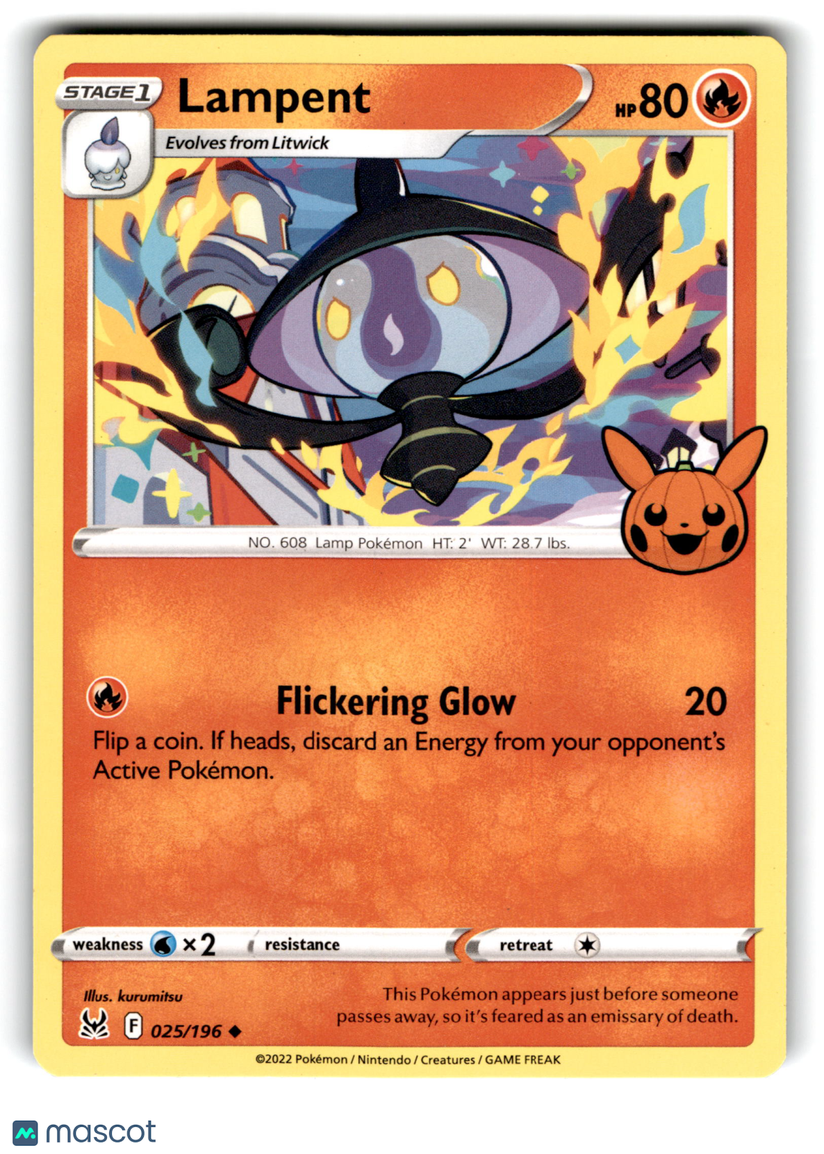 2022 Pokemon Lampent #25/196
