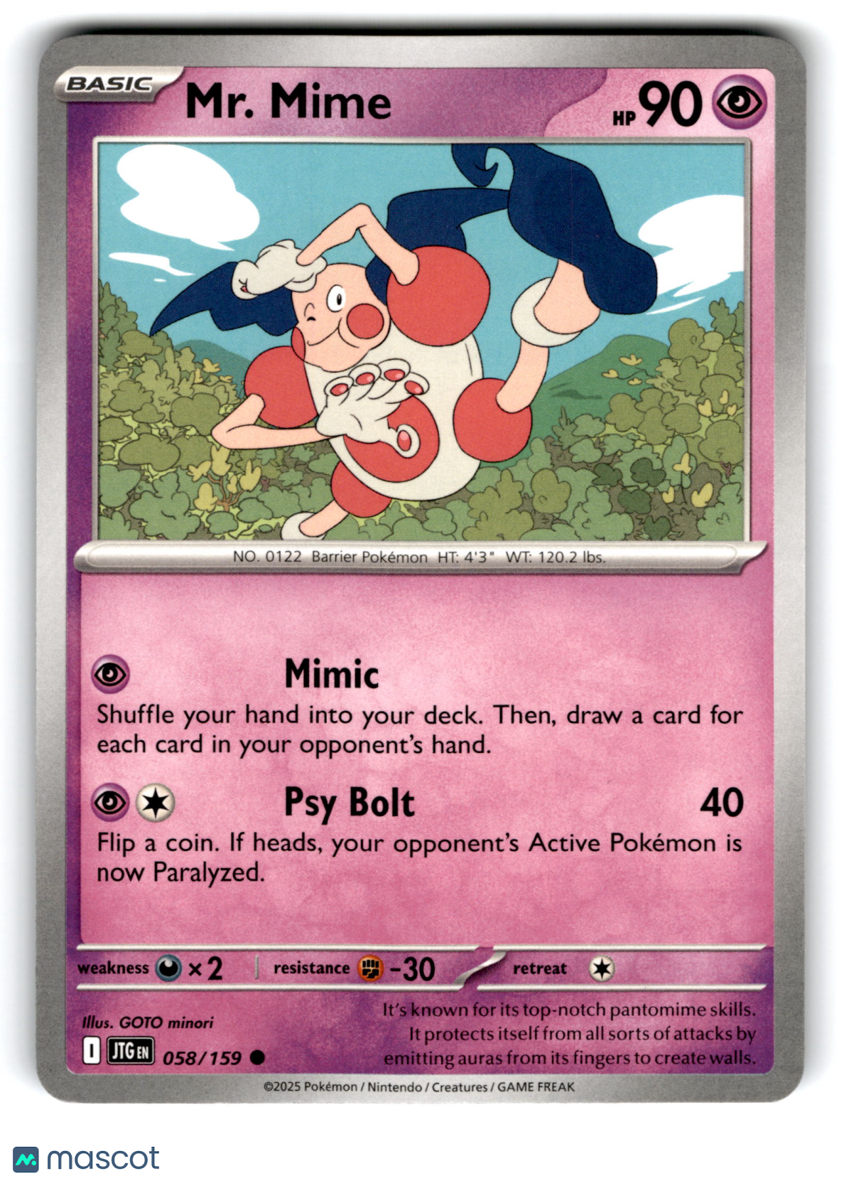2025 Pokemon MR. Mime #58/159