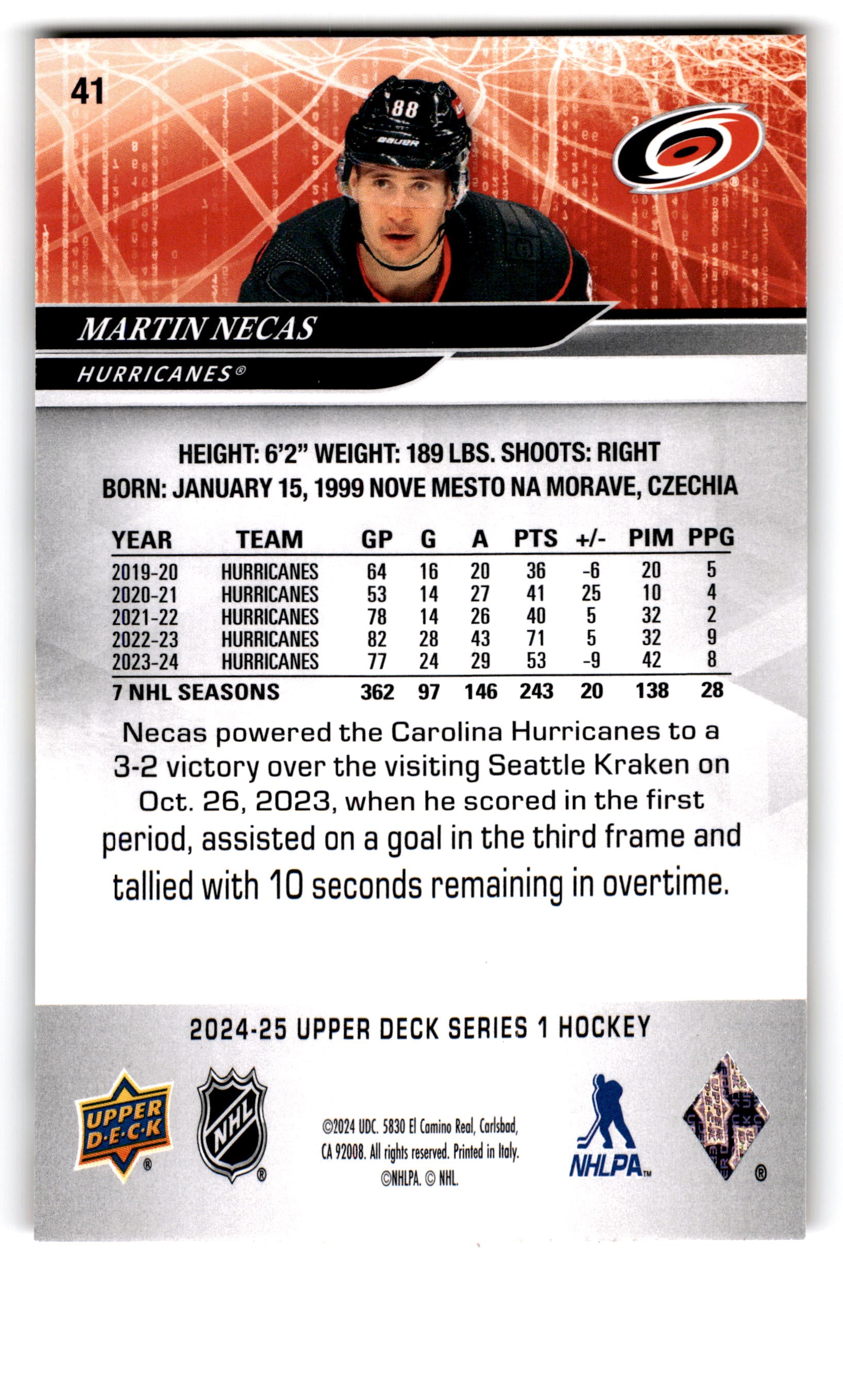 2023 Upper Deck Series 1 Martin Necas #41