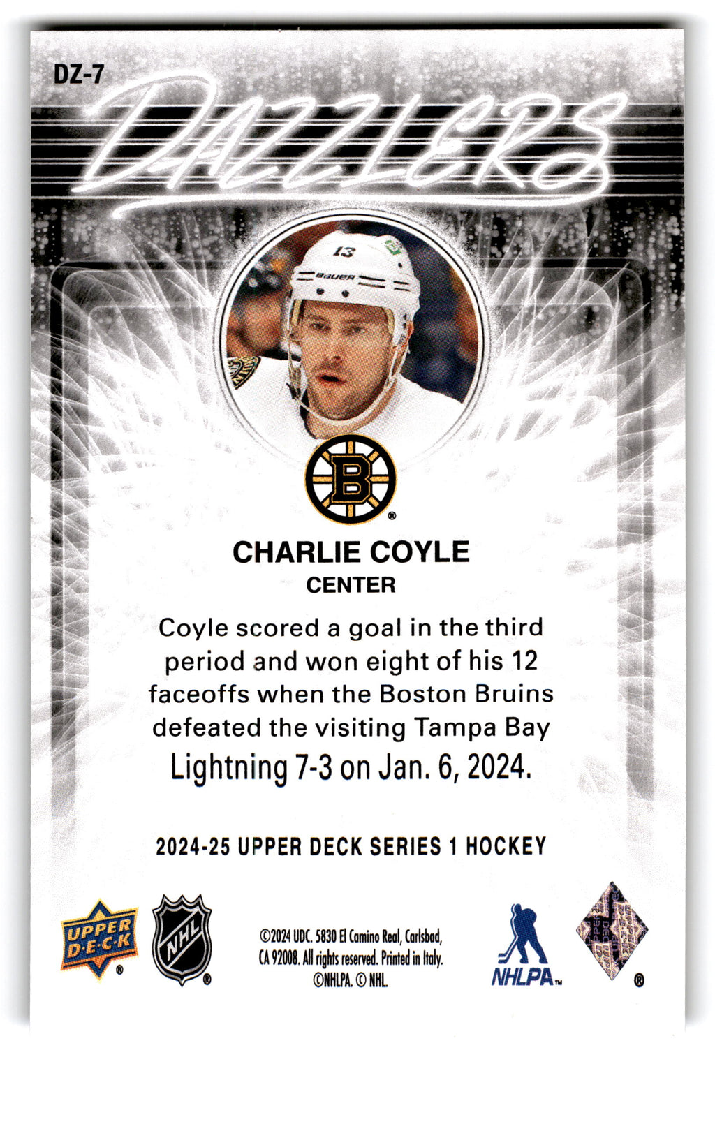 2024 Upper Deck Series 1 Dazzlers Charlie Coyle #DZ-7