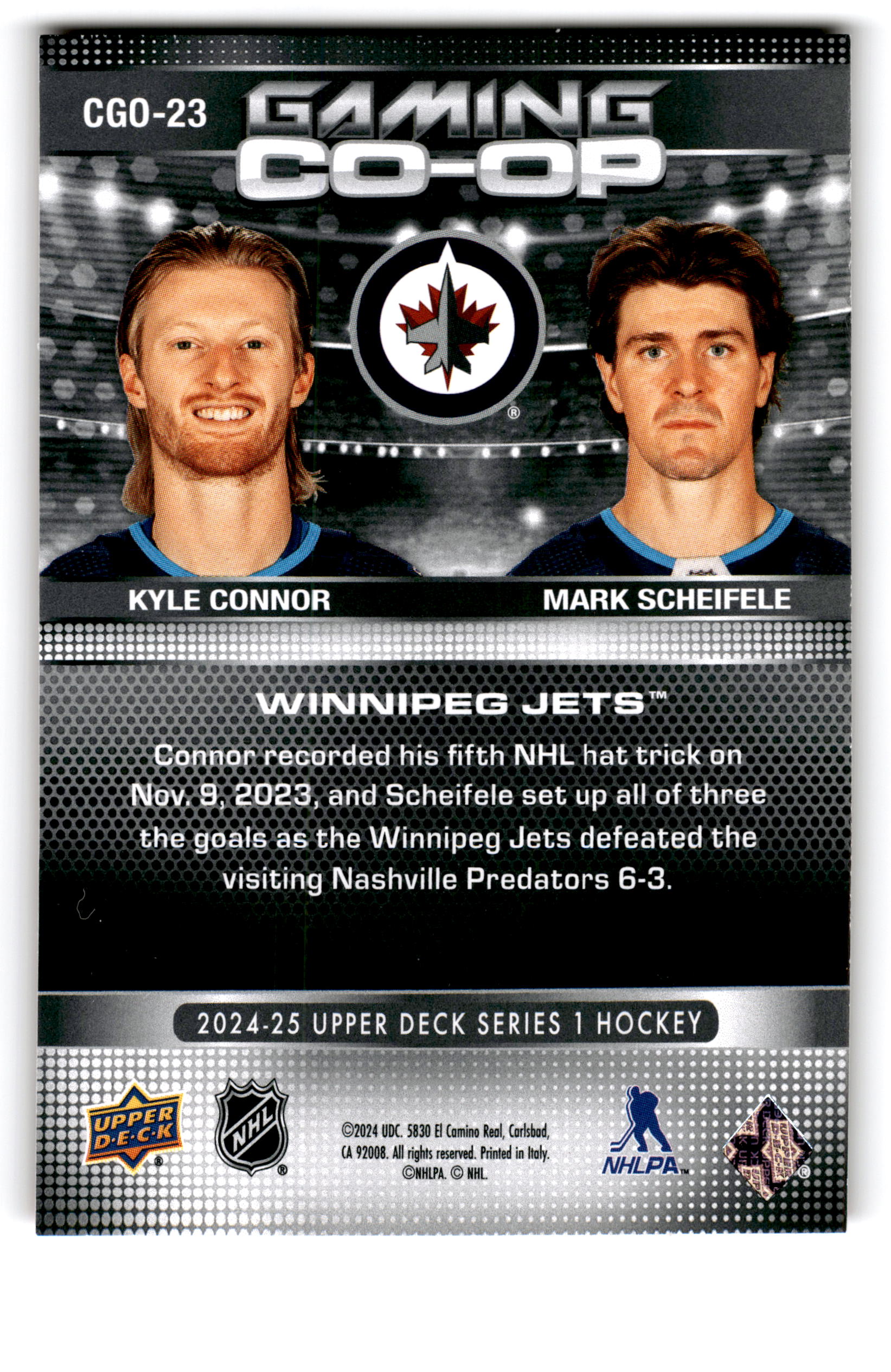 2024 Upper Deck Series 1 Gaming Co-Op Kyle Connor Mark Scheifele #CGO-23