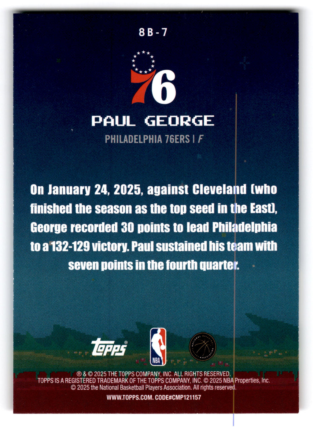 2025 Topps 8-Bit Ballers Paul George #8B-7