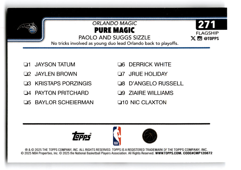2025 Topps Flagship Jalen Suggs Paolo Banchero #271