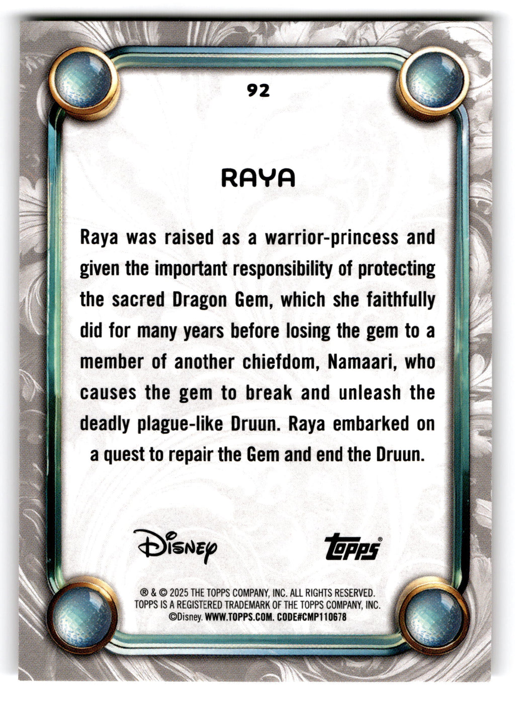 2025 Topps Disney Raya and the Last Dragon #92