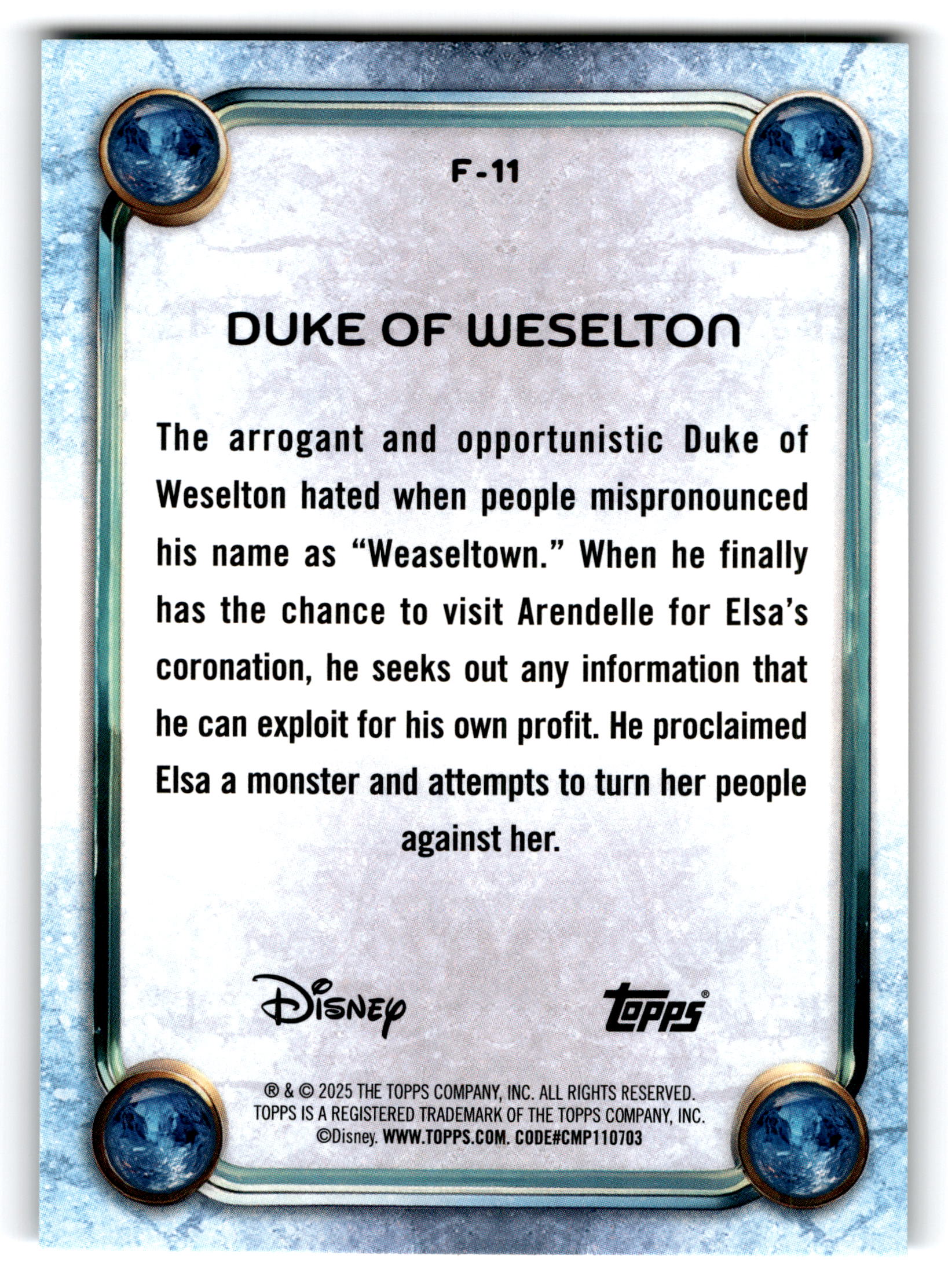 2025 Topps Disney Frozen #F-11