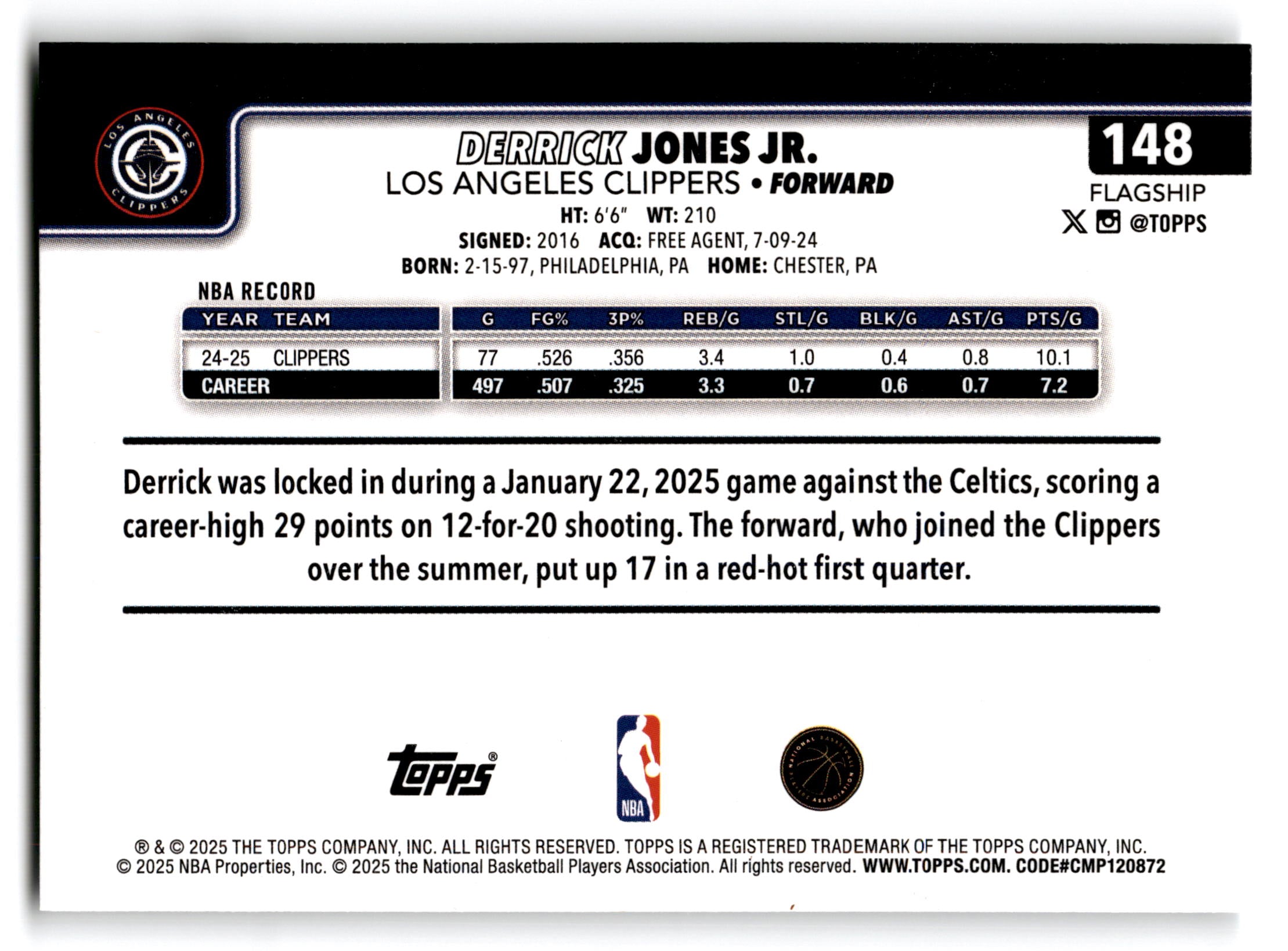 2025 Topps Flagship Basketball Derrick Jones Jr. #148