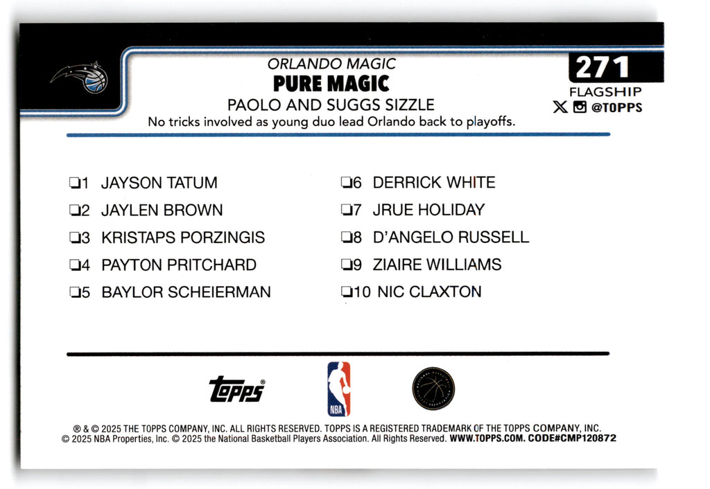 2025 Topps Flagship Jalen Suggs Paolo Banchero #271