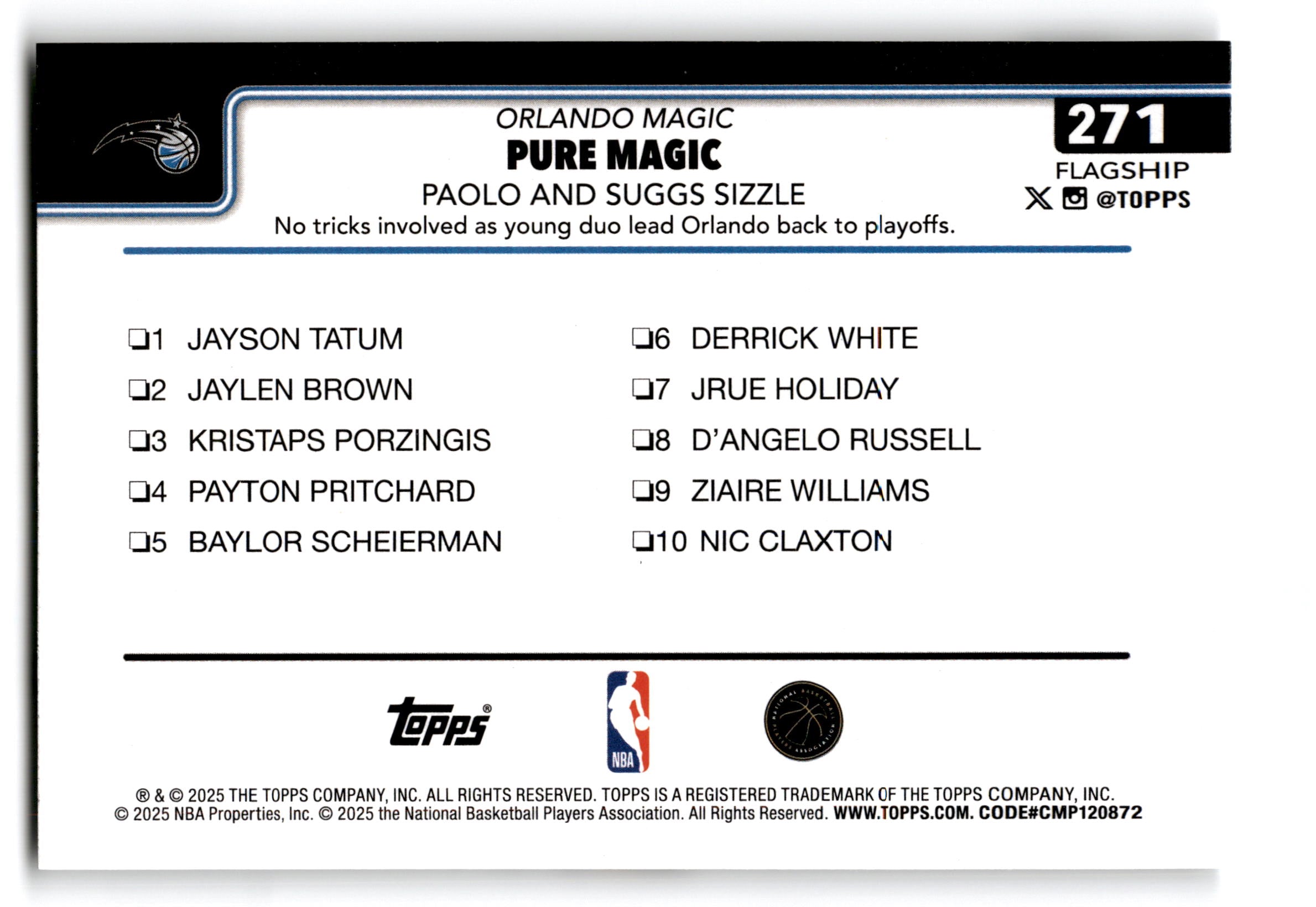 2025 Topps Flagship Jalen Suggs Paolo Banchero #271