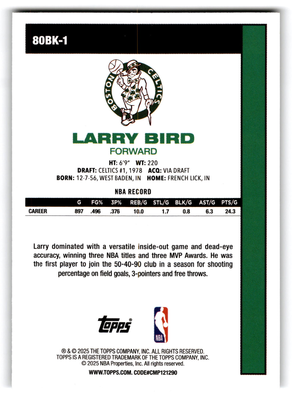 2025 Topps Larry Bird #80BK-1