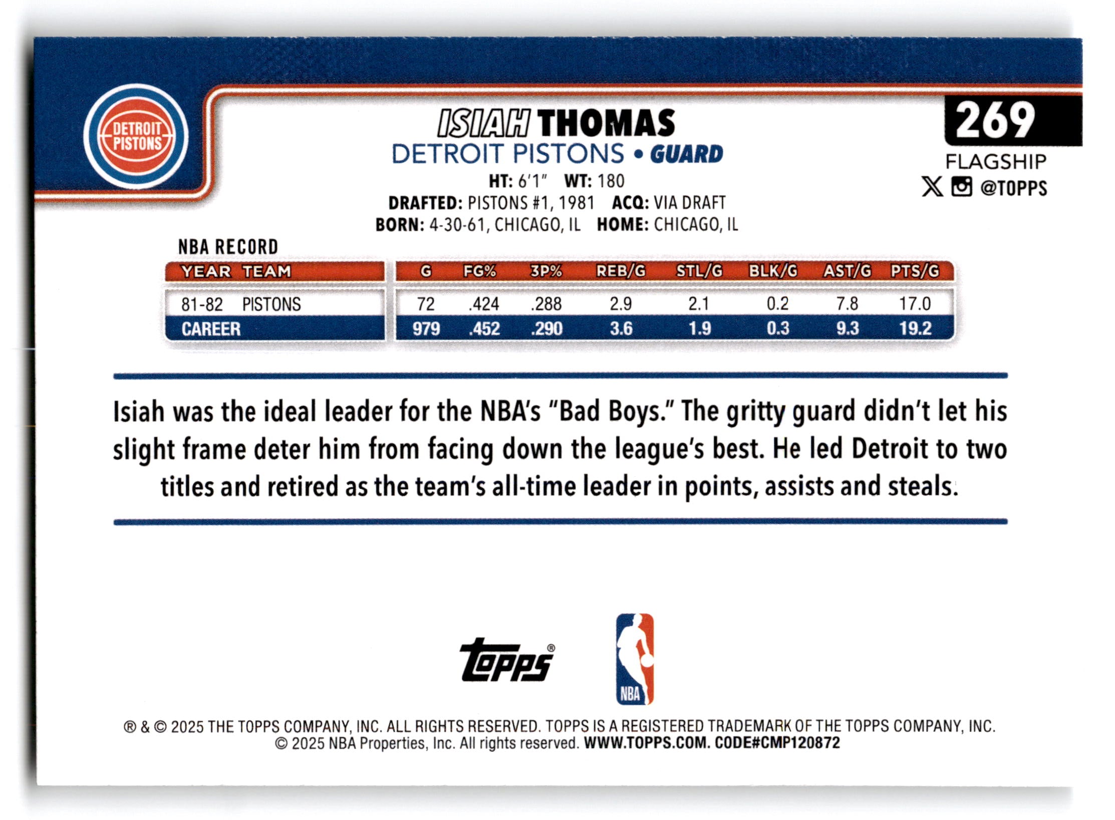 2025 Topps Flagship Isiah Thomas #269