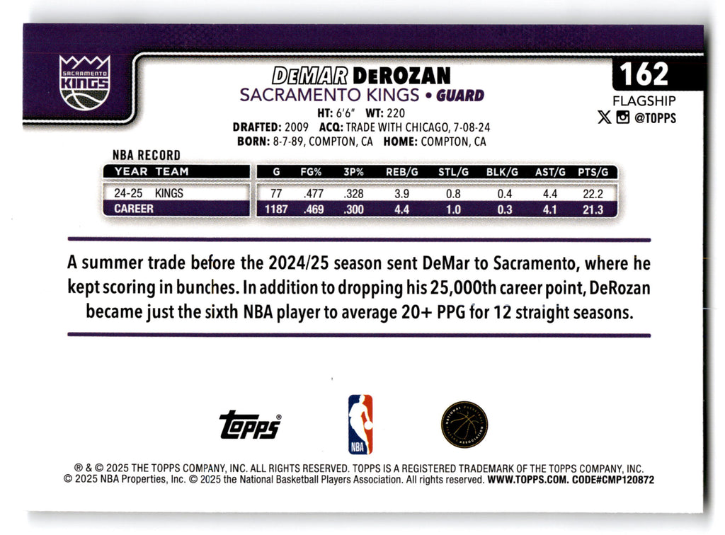 2025 Topps Flagship DeMar DeRozan #162