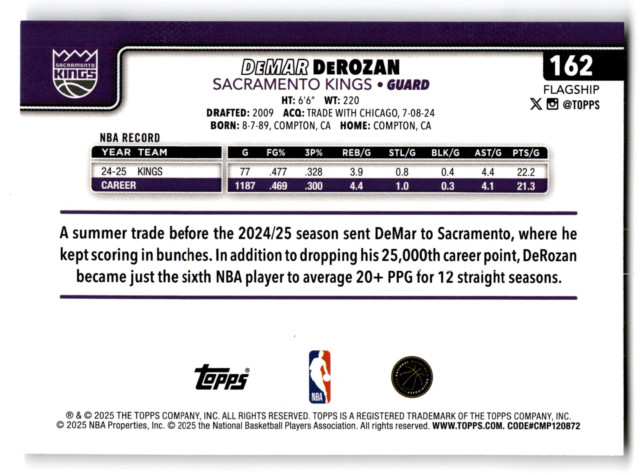 2025 Topps Flagship DeMar DeRozan #162